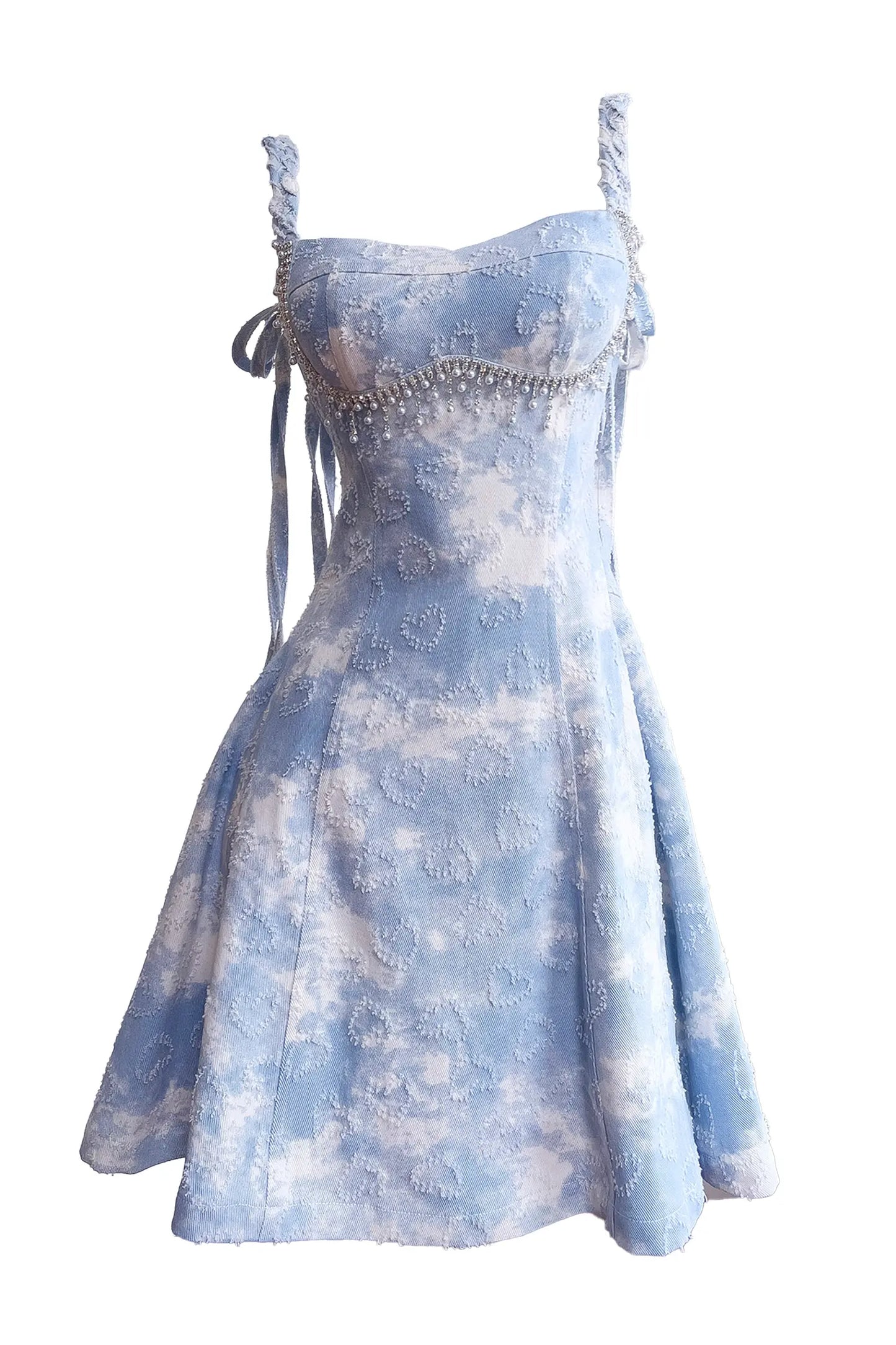 Macaulay Blue Pearls Mini Slip Dress
