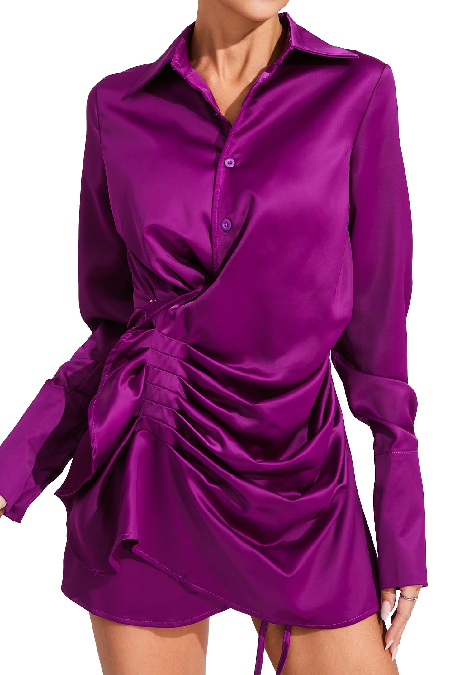 Saxton Purple Long Sleeve Mini Dress