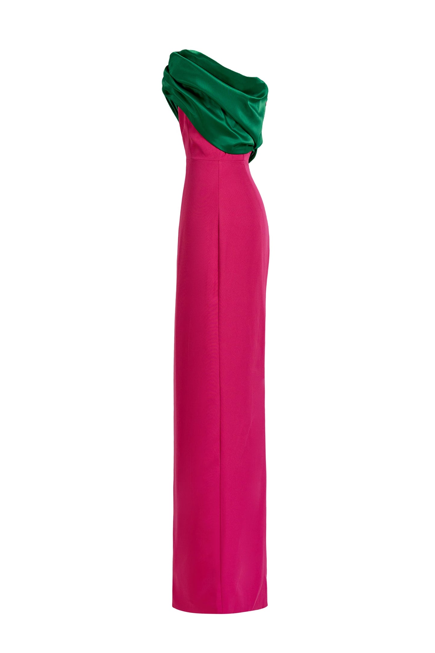 Satin Contrast Color Off Shoulder Maxi Dress