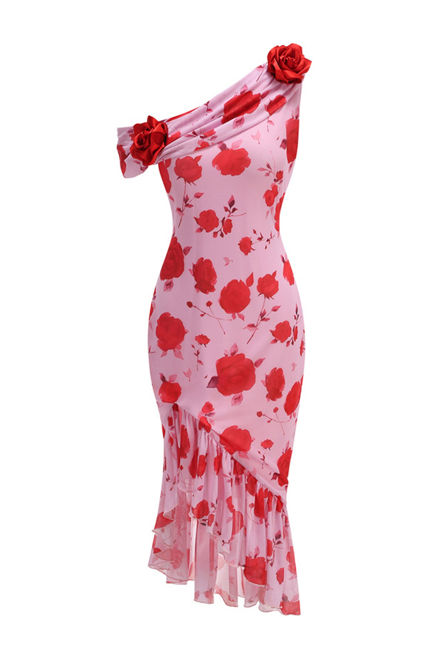 Aldridge Pink Rose - Print One - Shoulder Dress