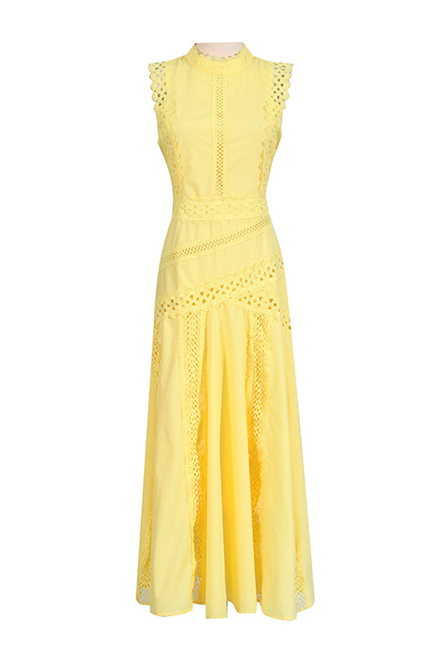 Susanna Yellow Sleeveless Lace Dress