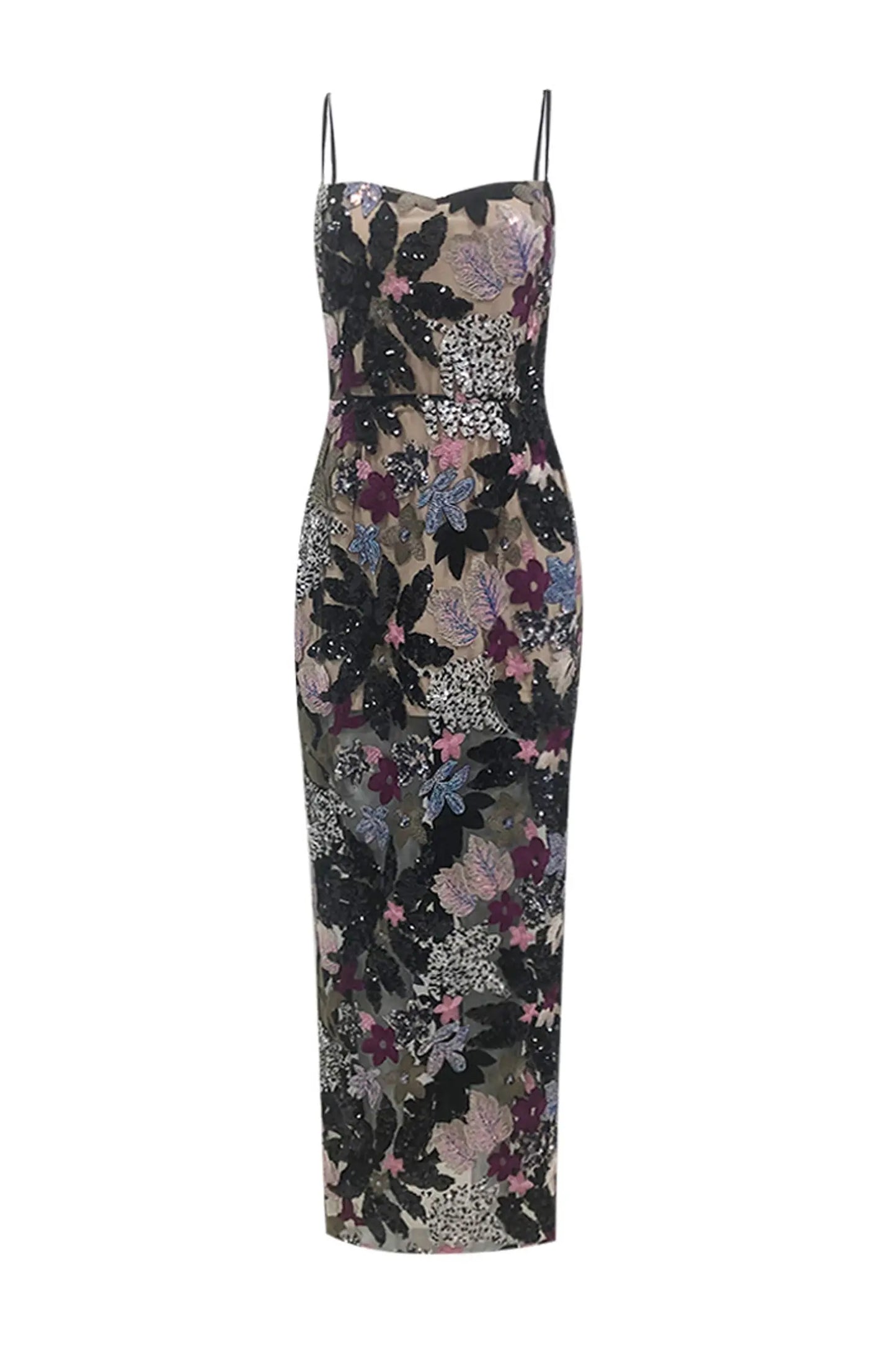 Beau Black Sequins Embroidered Dress