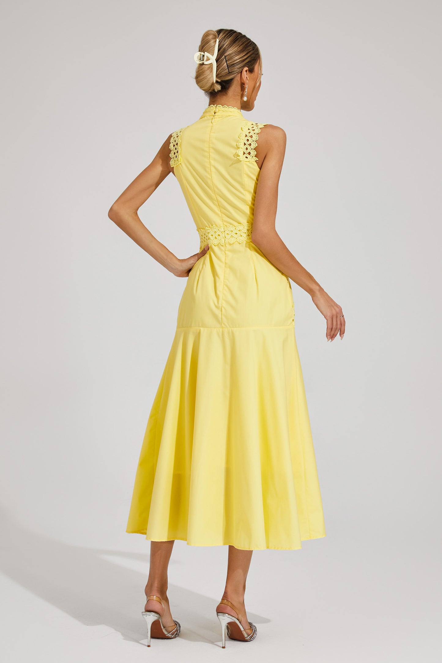 Susanna Yellow Sleeveless Lace Dress