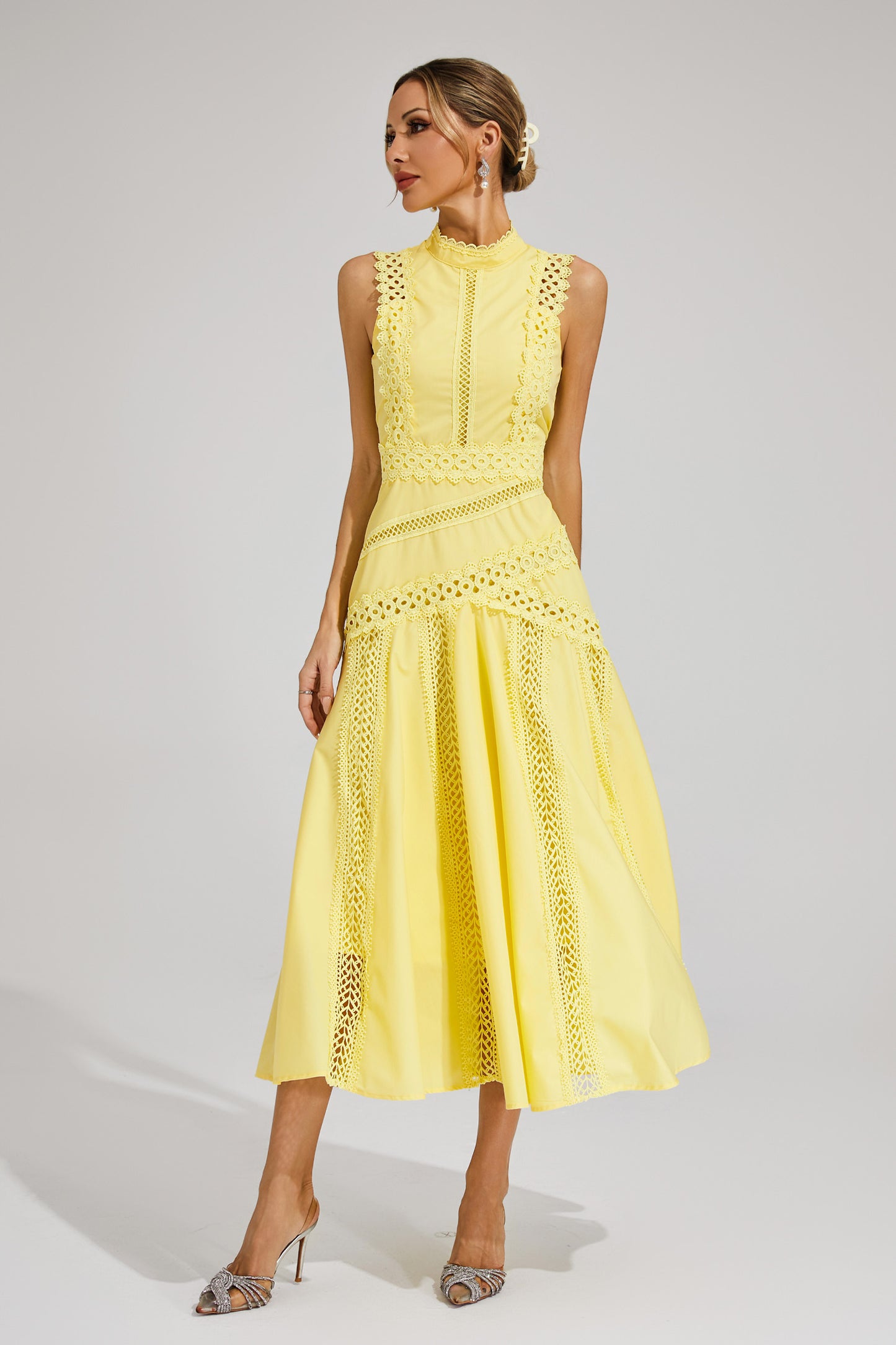 Susanna Yellow Sleeveless Lace Dress