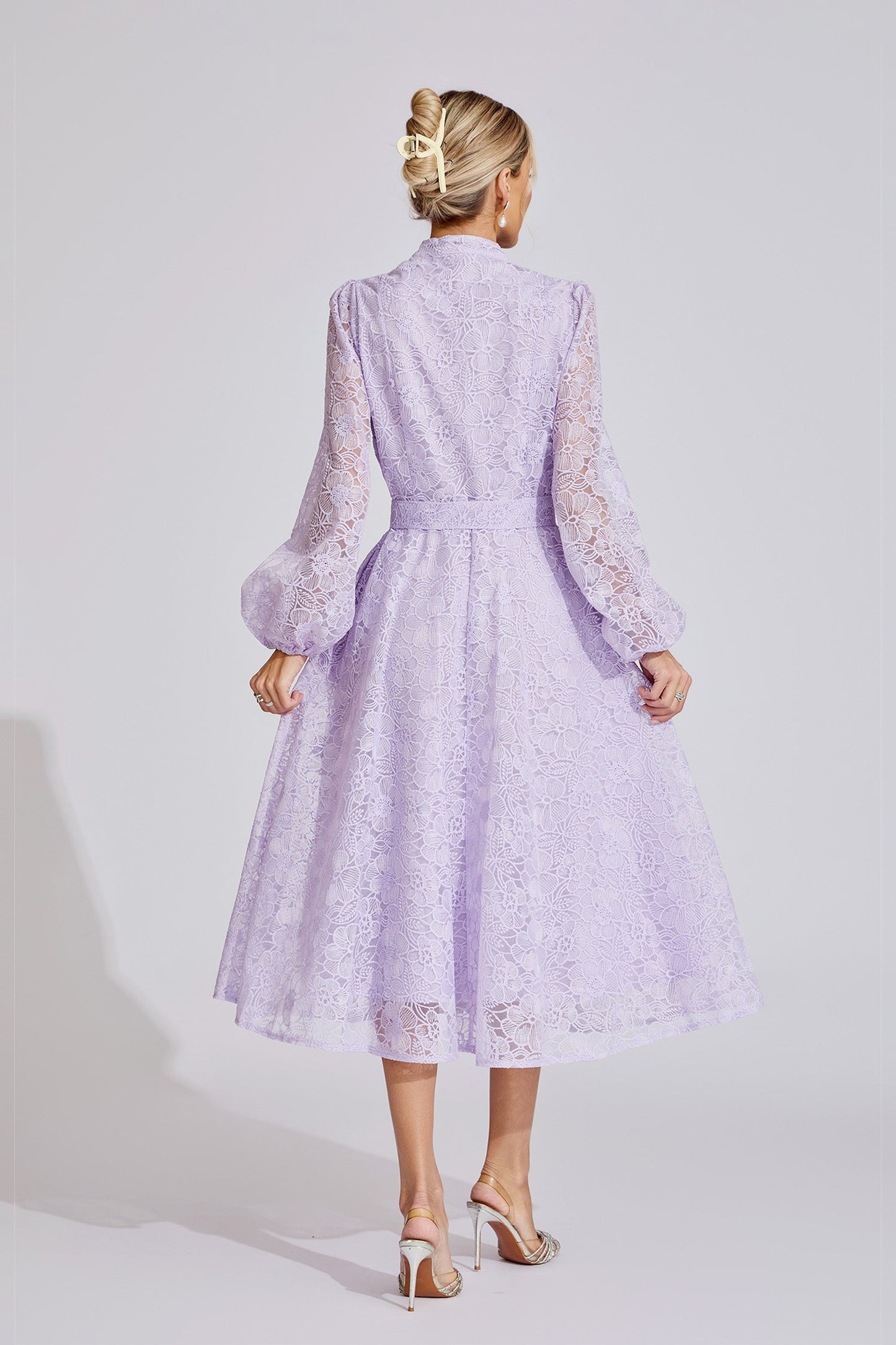 Ada Purple Embroidered Lace Maxi Dress