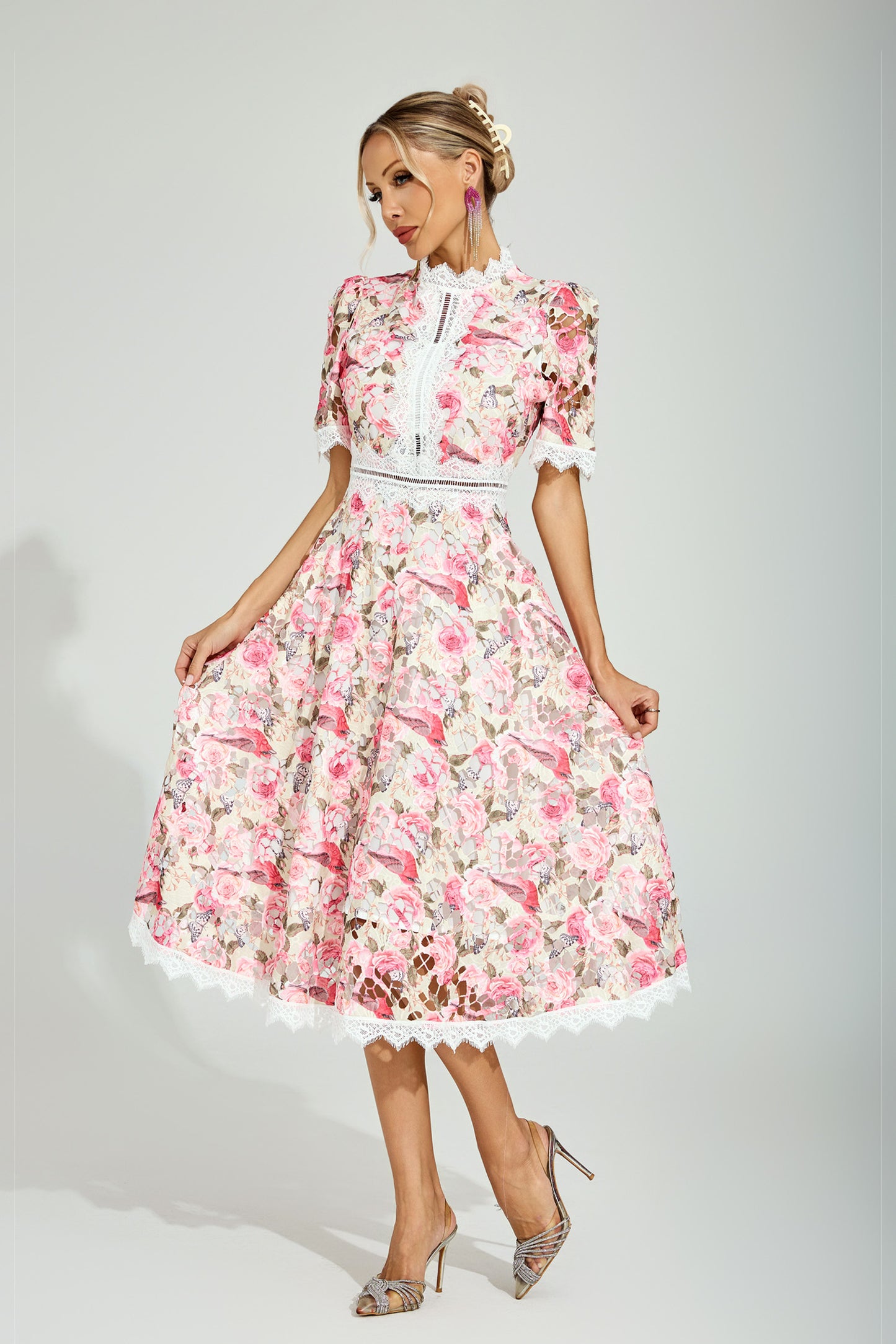 Adair Floral Lace Midi Dress