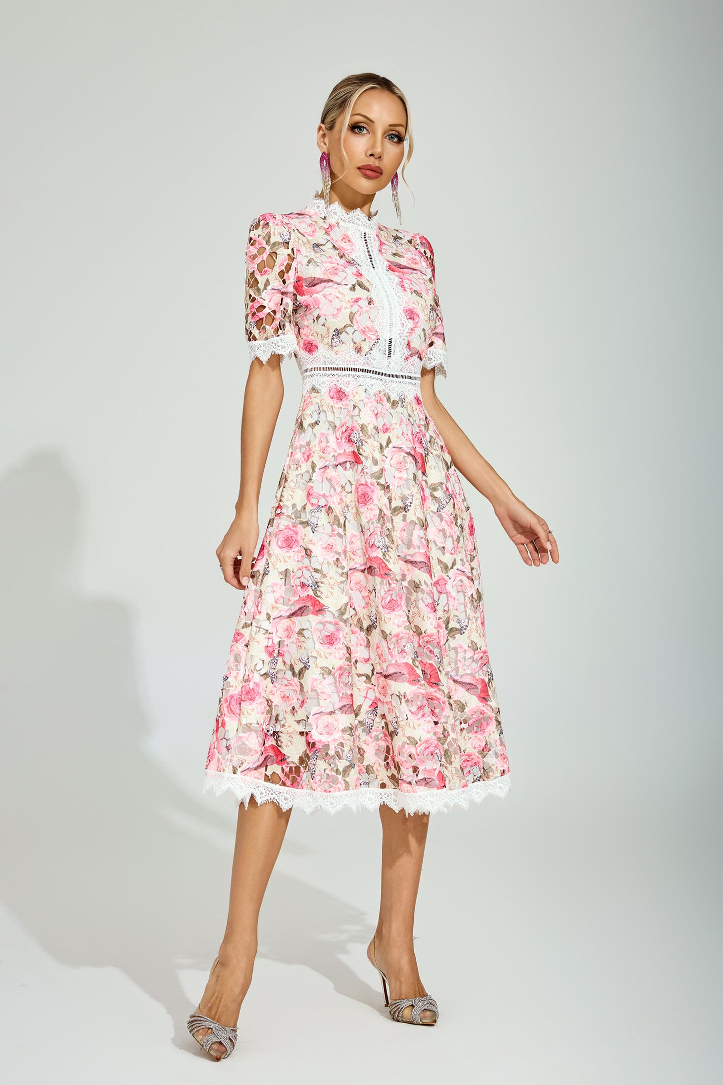 Adair Floral Lace Midi Dress