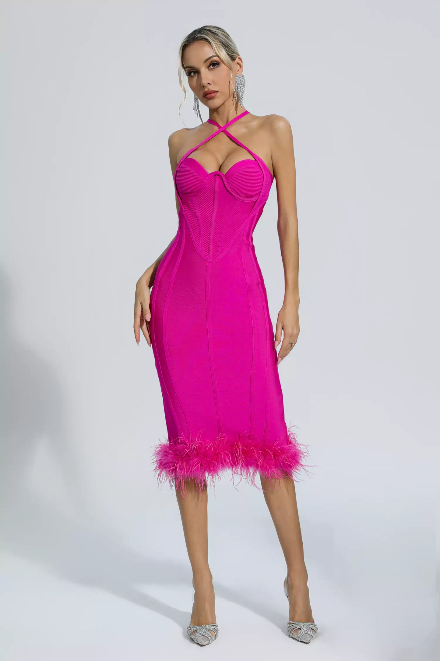 Aleah Rose Red Halterneck Bandage Dress
