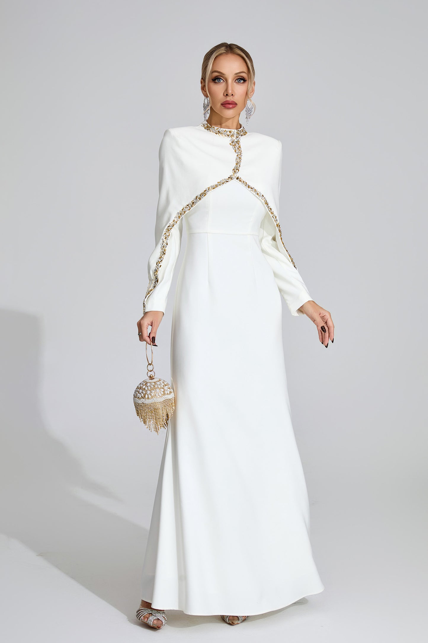 Andromeda White Chain Maxi Dress