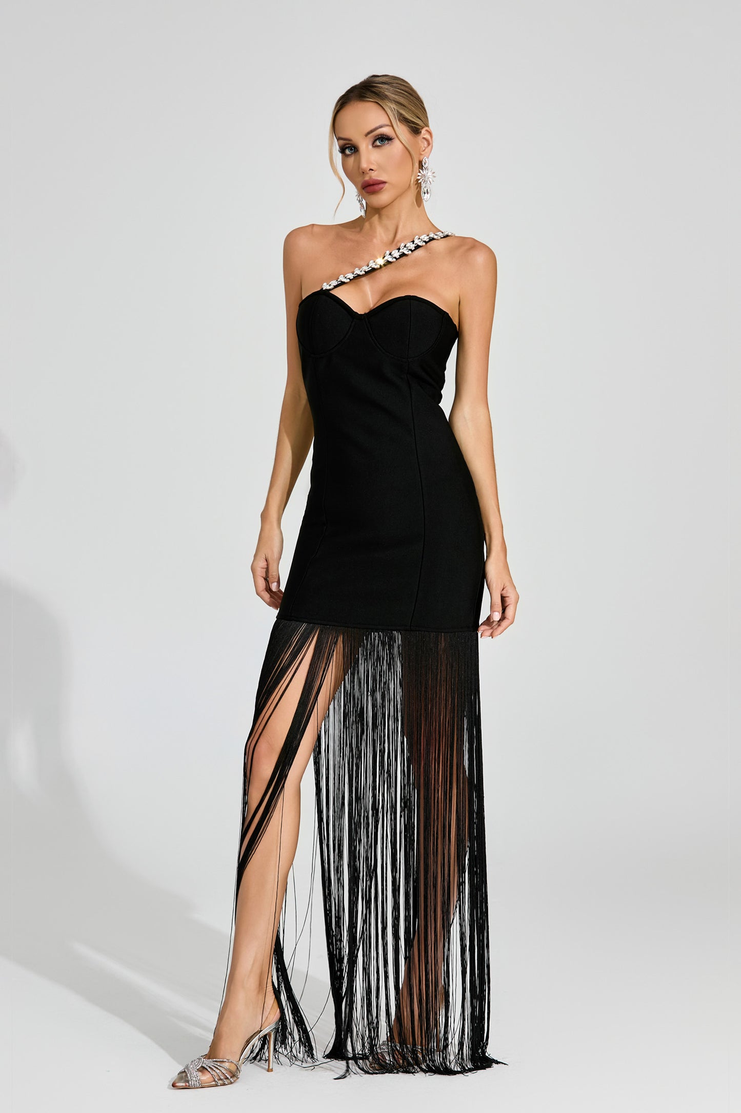 Austin Black One Shoulder Fringe Dress