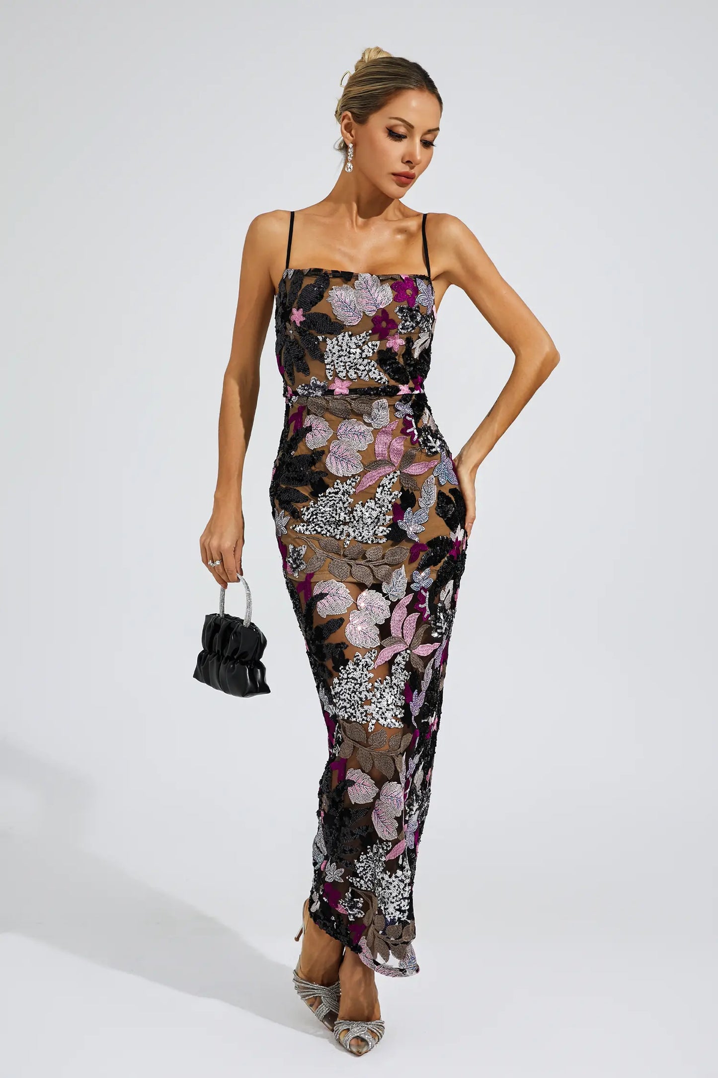 Beau Black Sequins Embroidered Dress