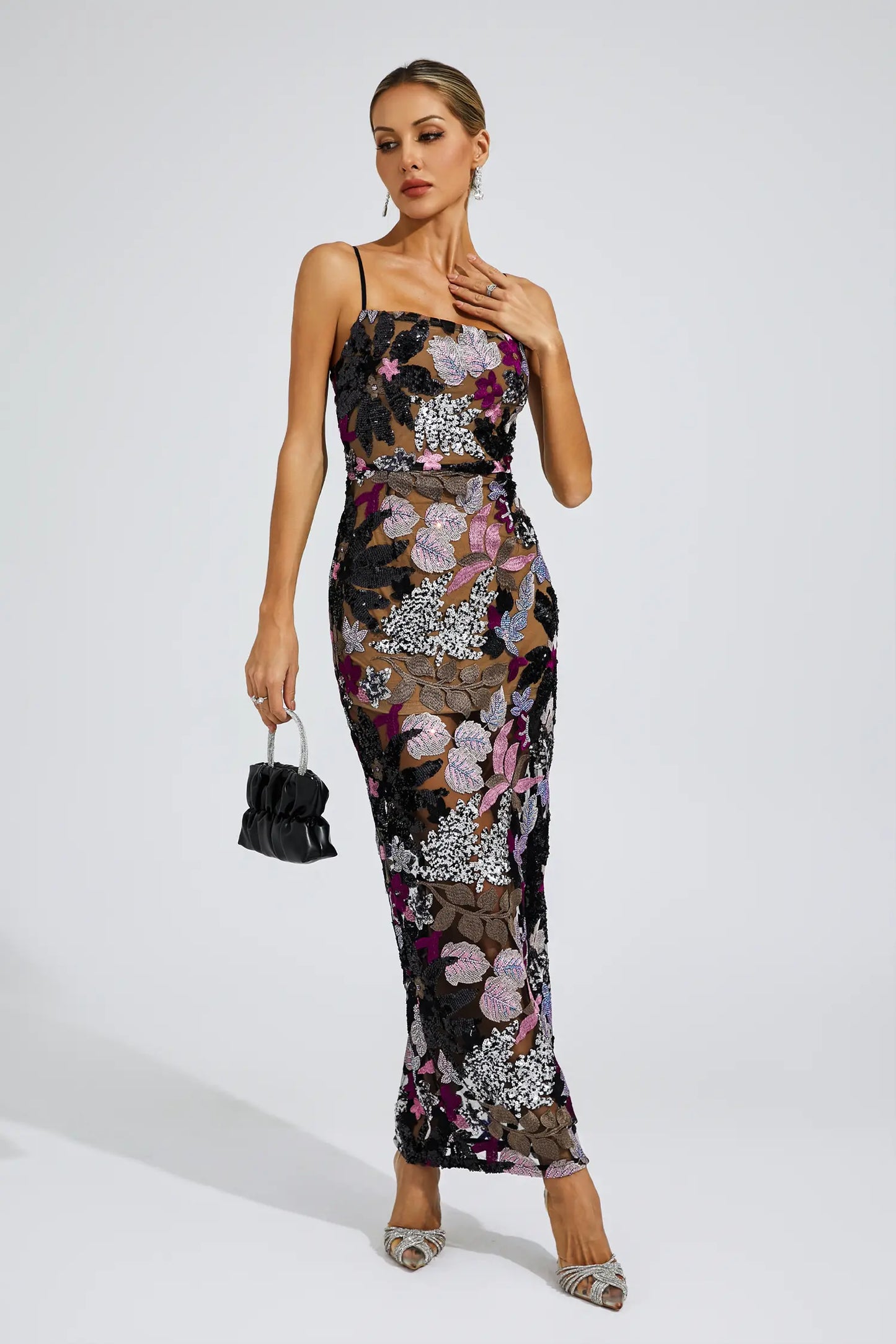 Beau Black Sequins Embroidered Dress