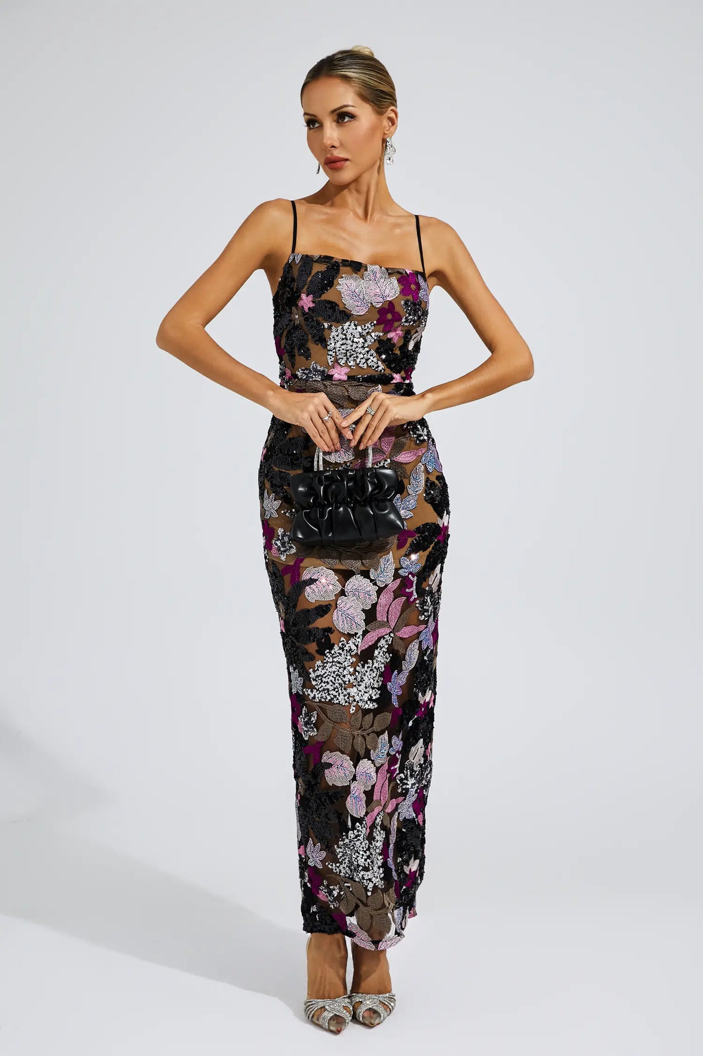 Beau Black Sequins Embroidered Dress