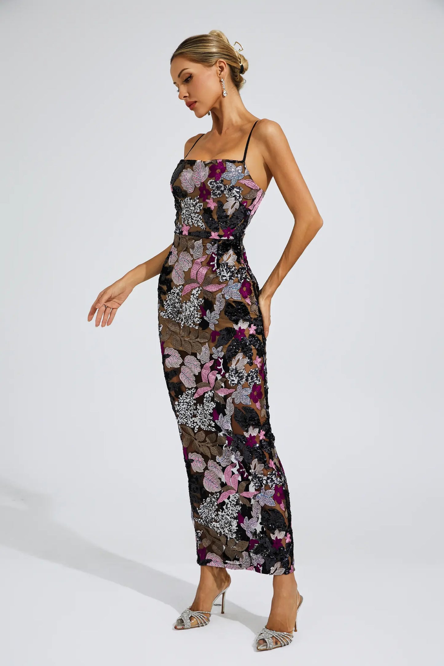 Beau Black Sequins Embroidered Dress