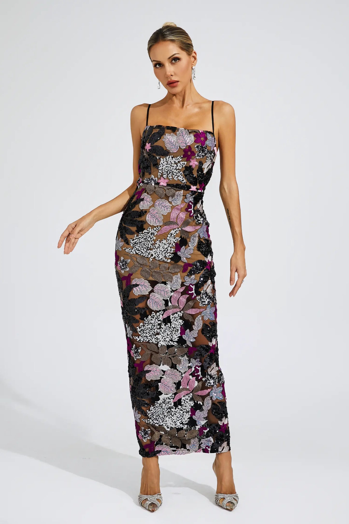 Beau Black Sequins Embroidered Dress