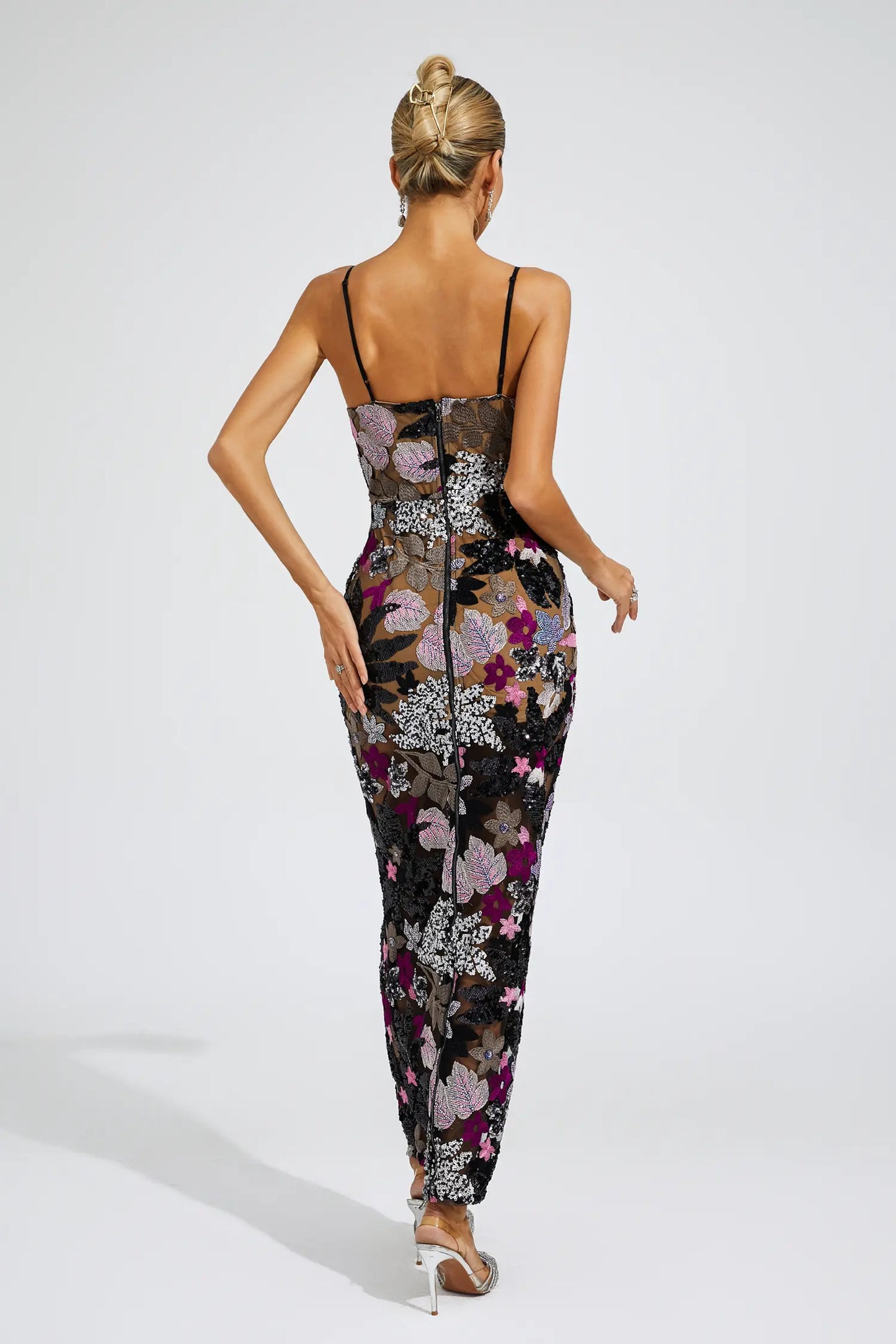 Beau Black Sequins Embroidered Dress