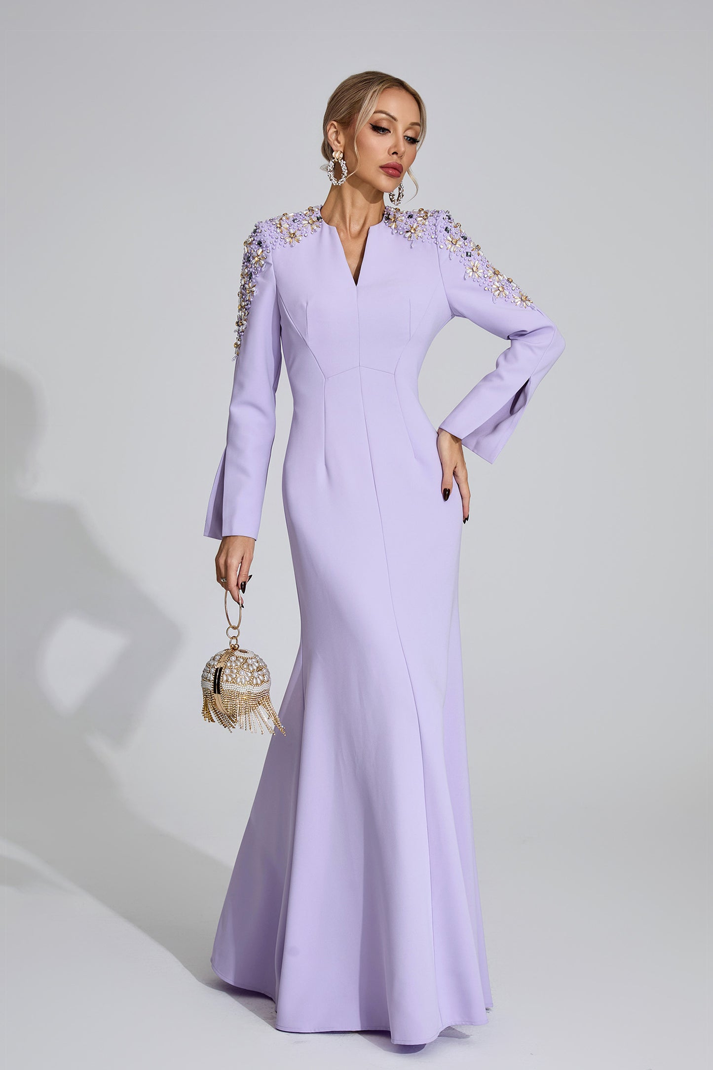 Calli Purple Pearl Maxi Dress