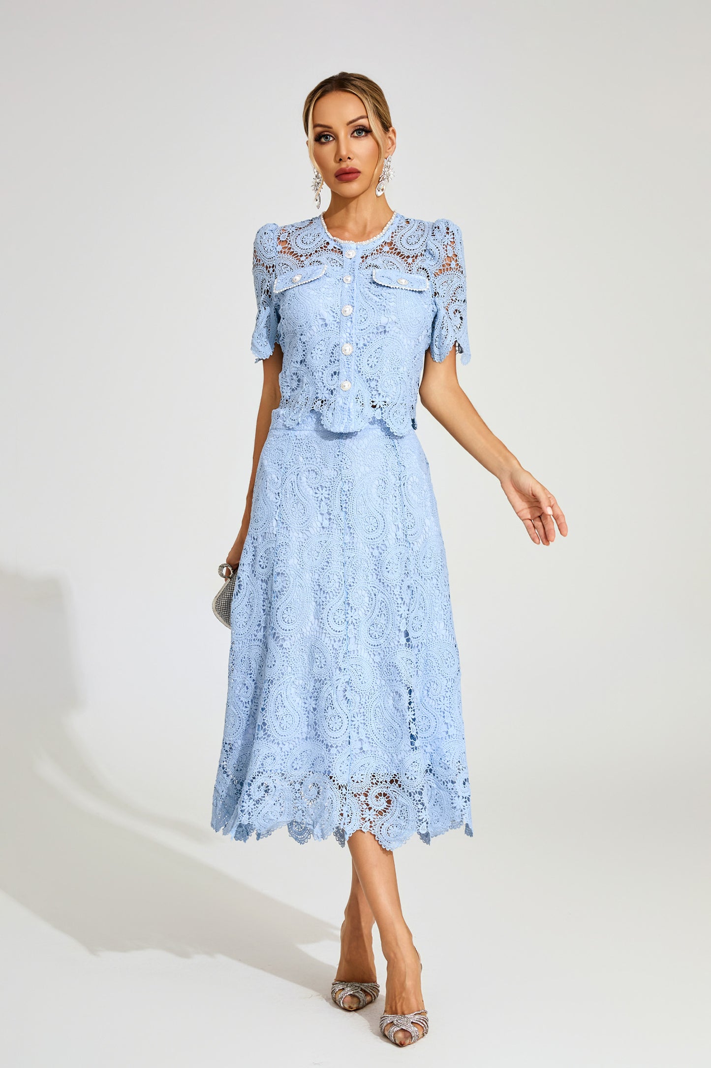 Calvin Blue Lace Two Piece Set