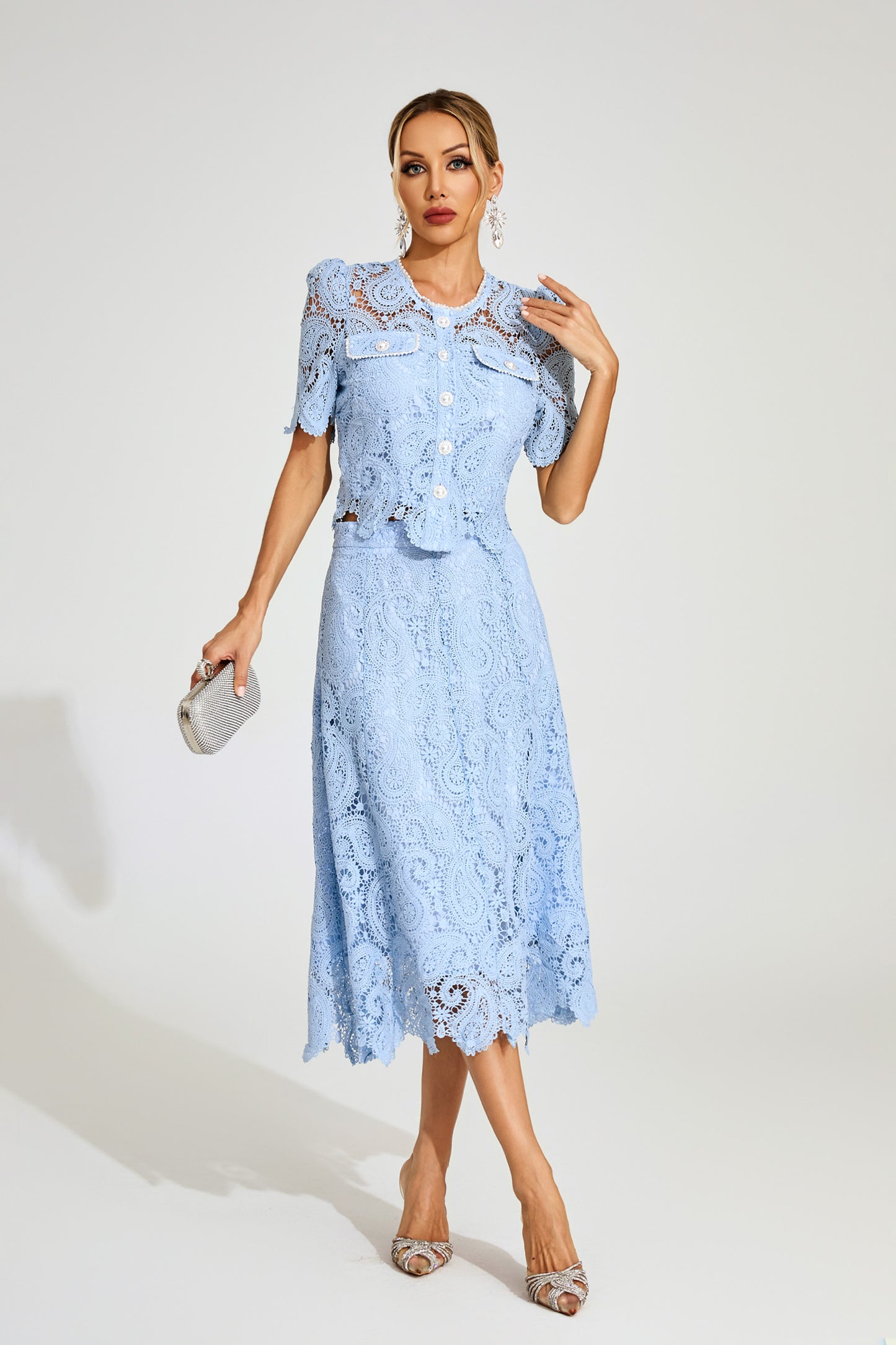 Calvin Blue Lace Two Piece Set