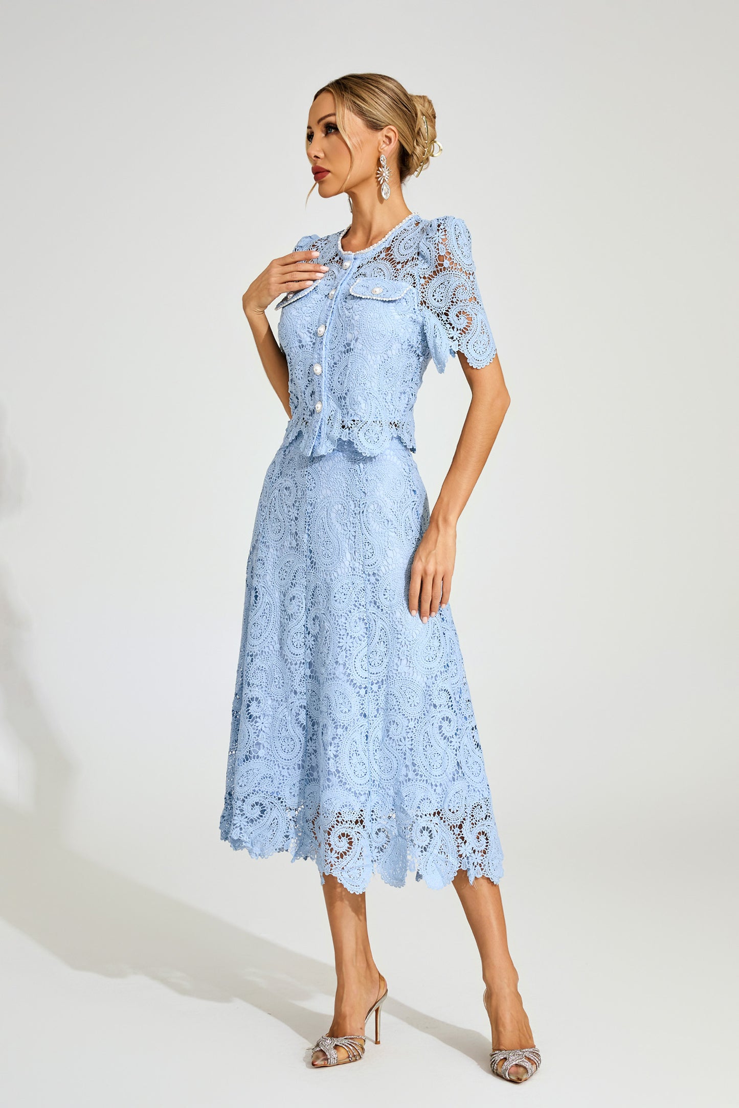 Calvin Blue Lace Two Piece Set