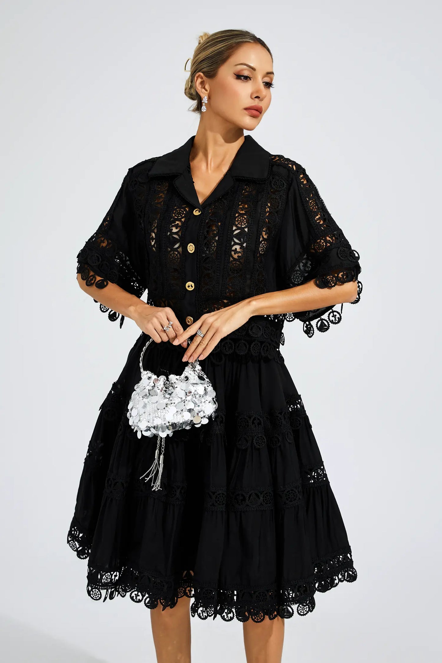 Churchill Black Lace Cut Out Set