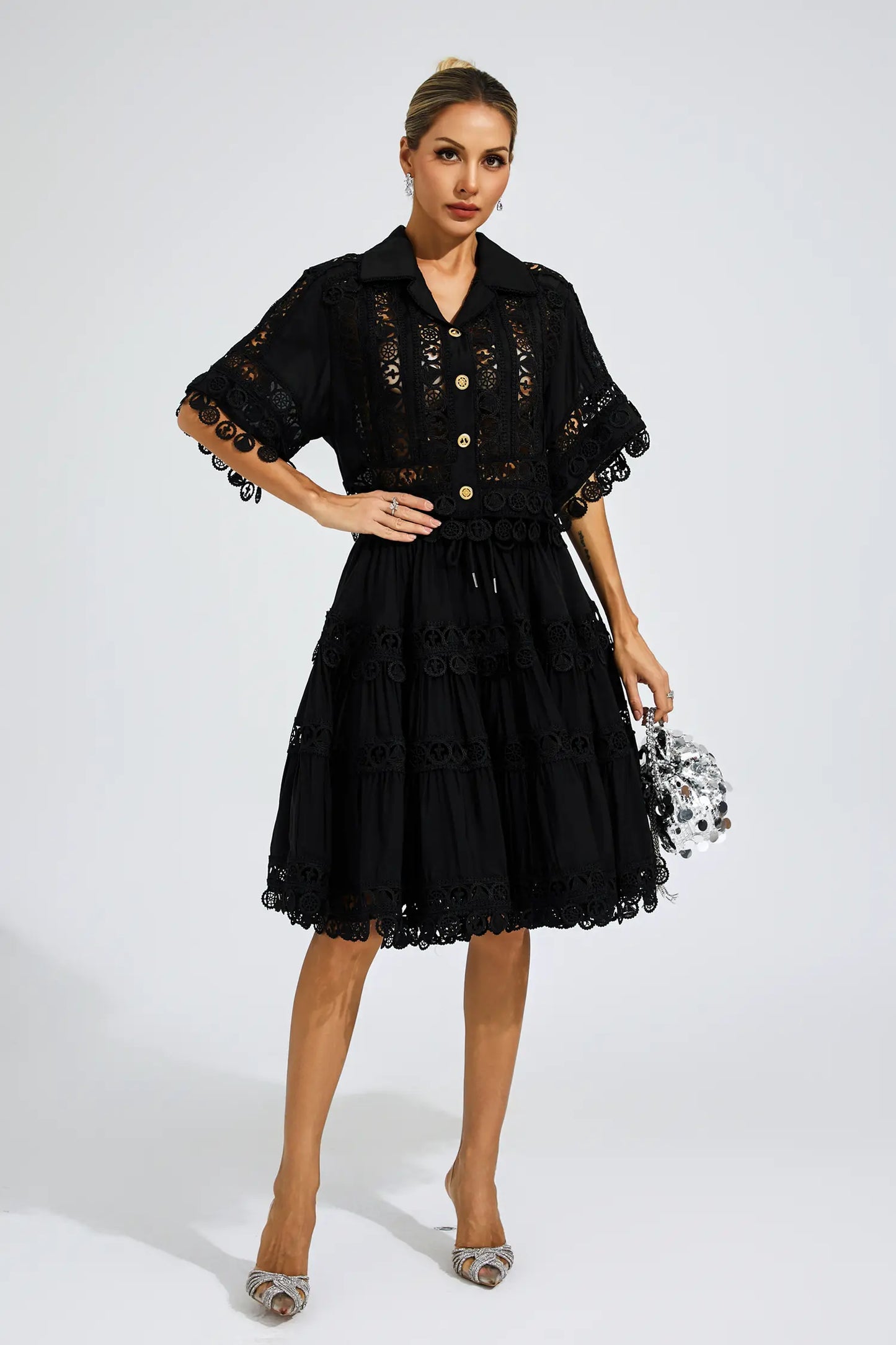 Churchill Black Lace Cut Out Set