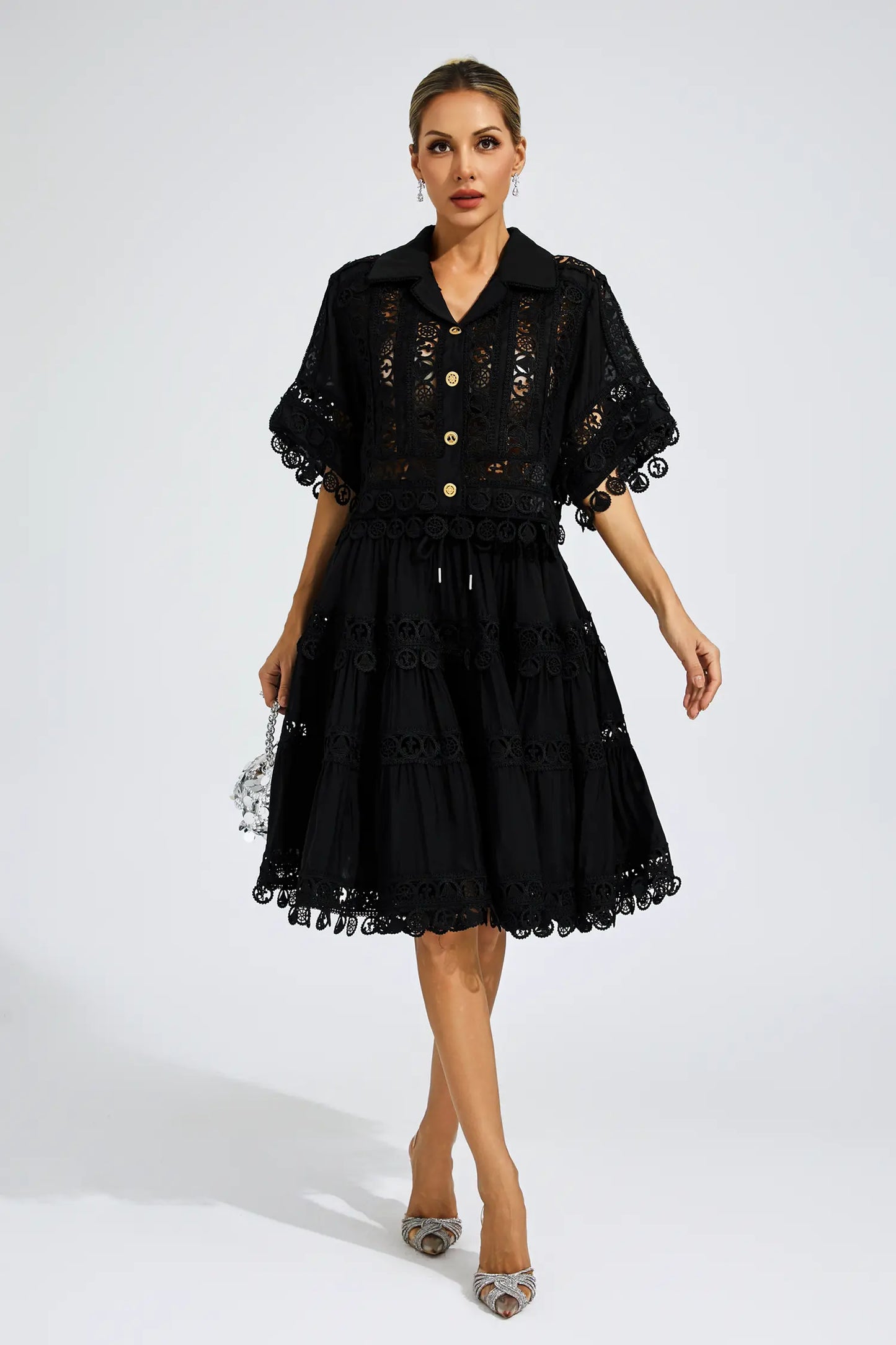 Churchill Black Lace Cut Out Set