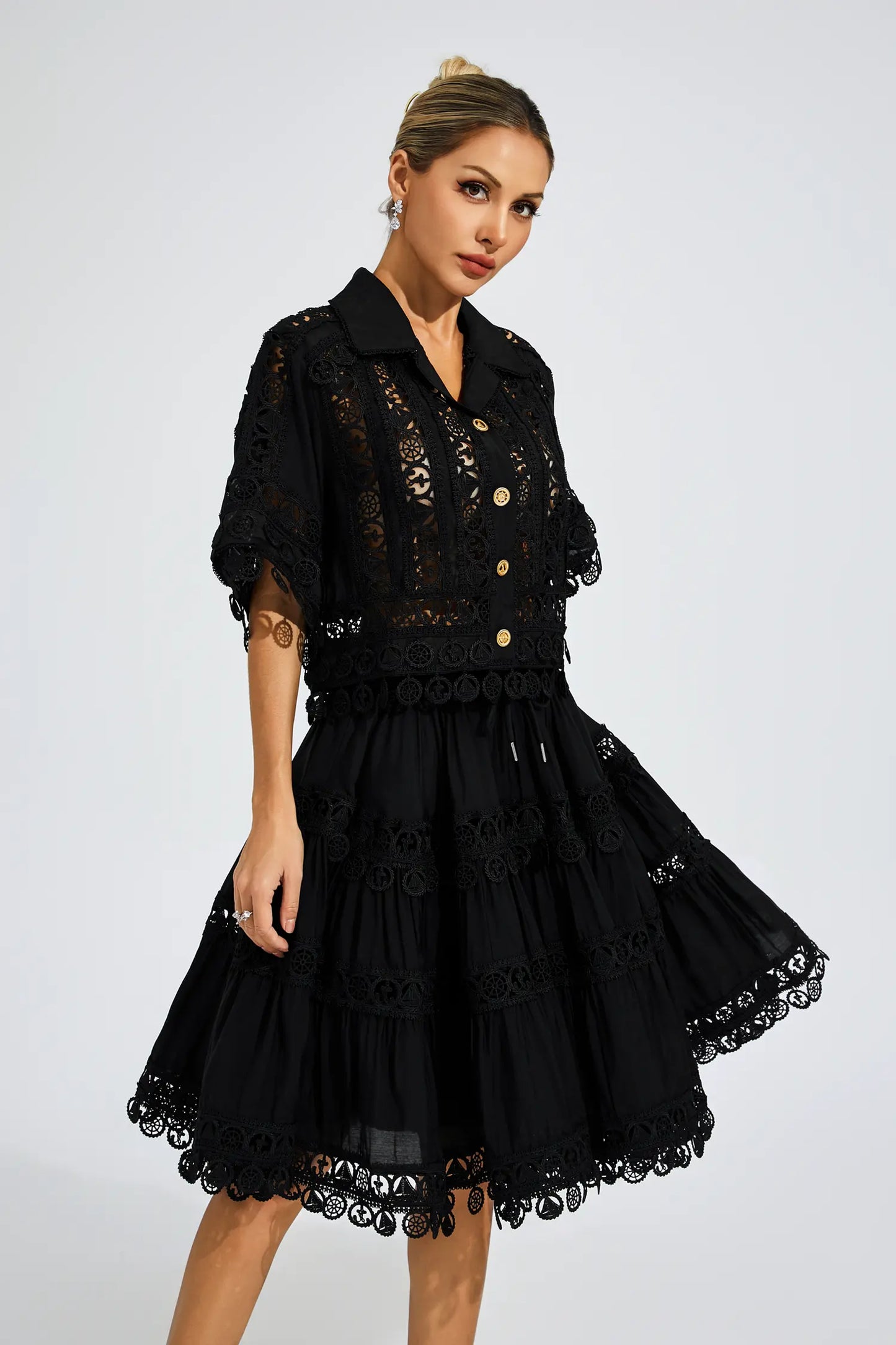 Churchill Black Lace Cut Out Set