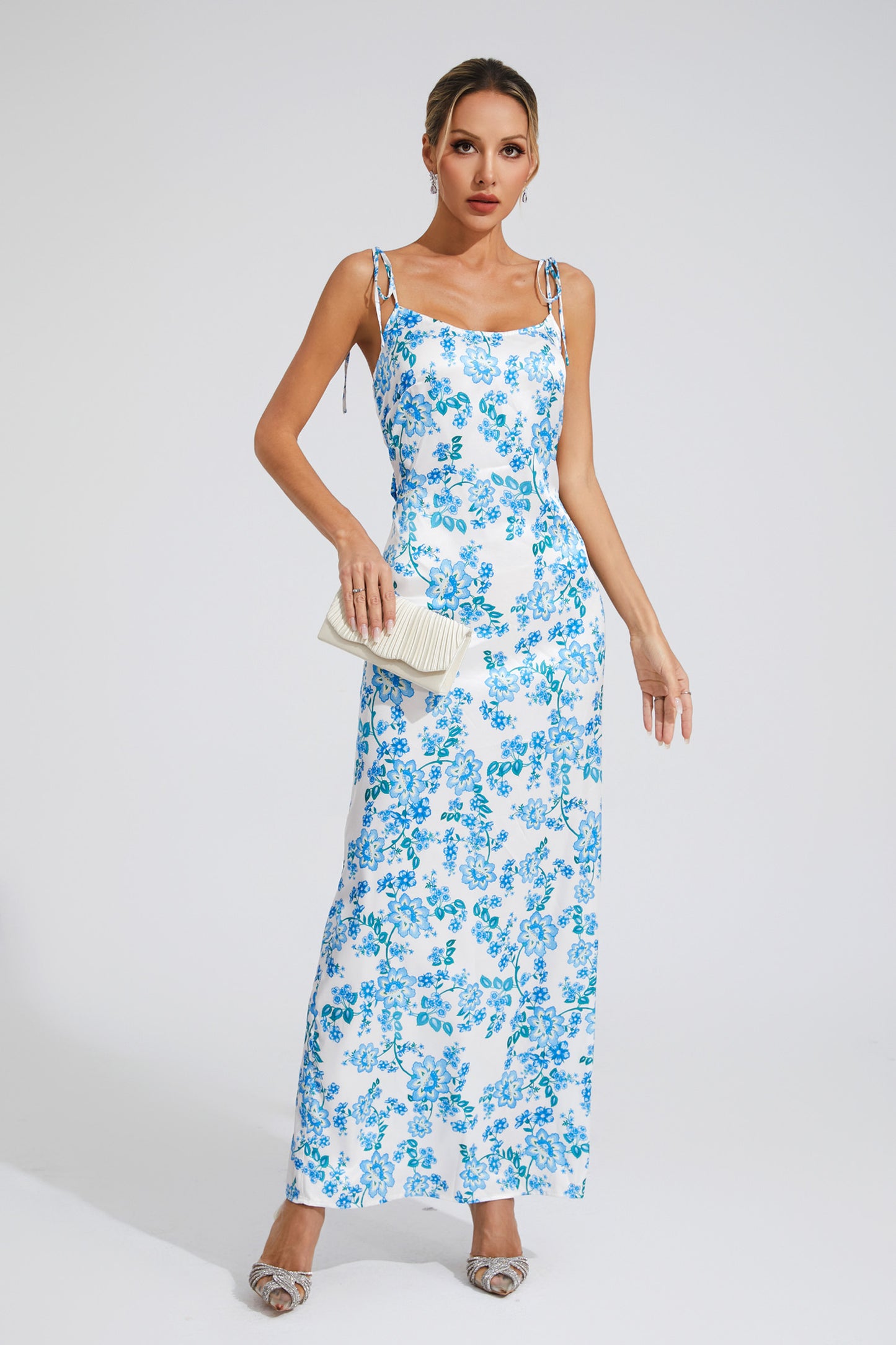 Clarence Blue Floral Slip Dress