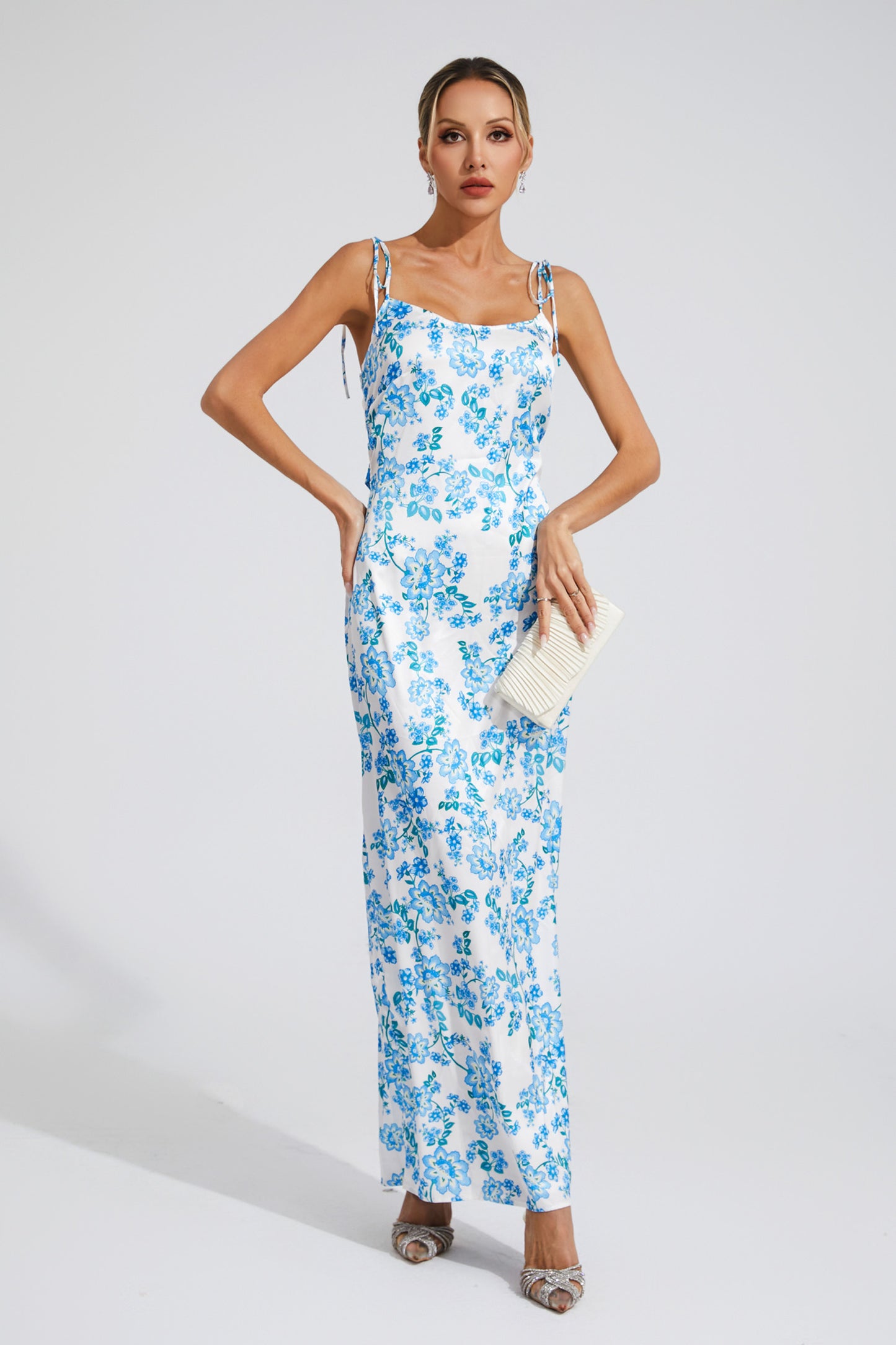 Clarence Blue Floral Slip Dress