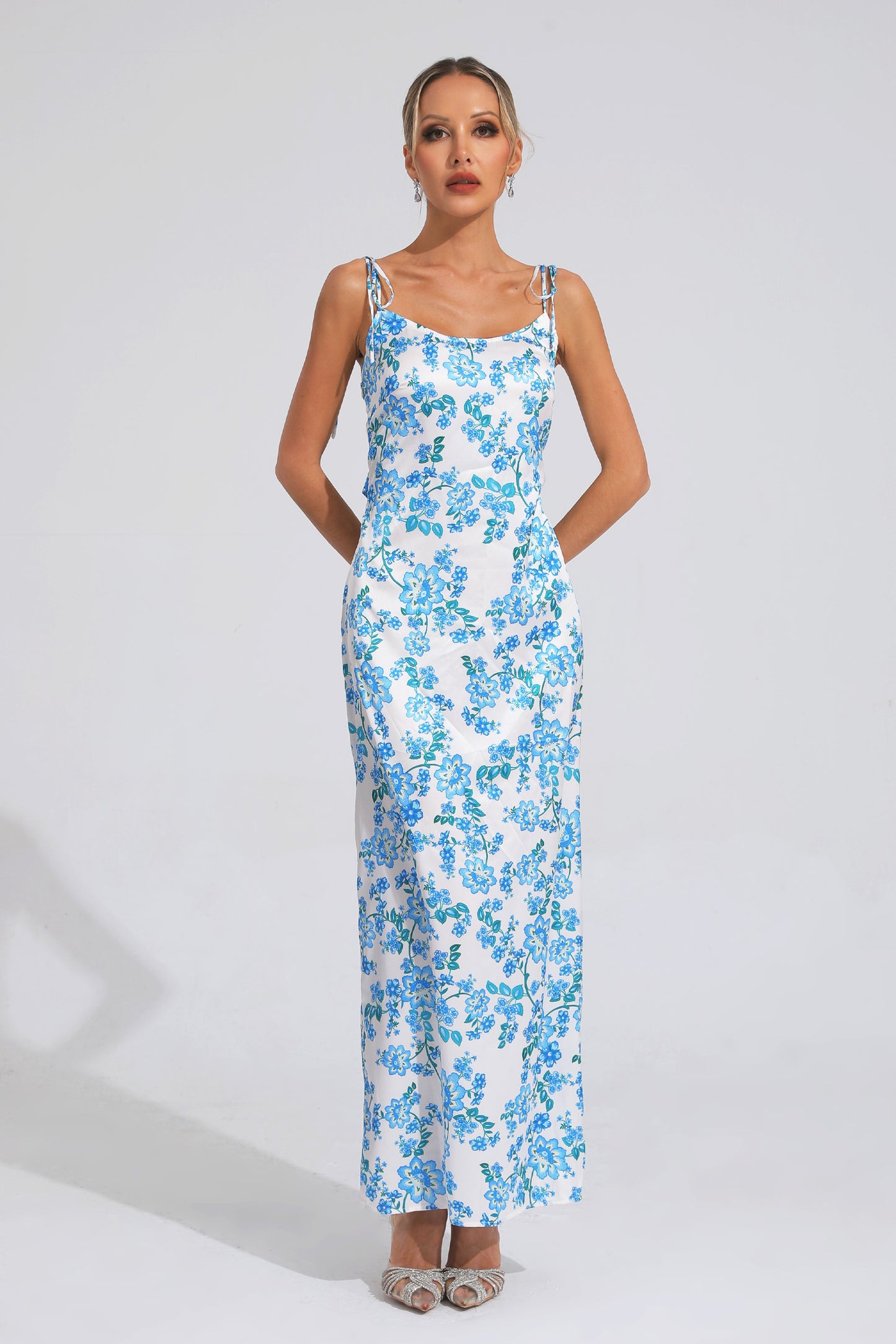Clarence Blue Floral Slip Dress