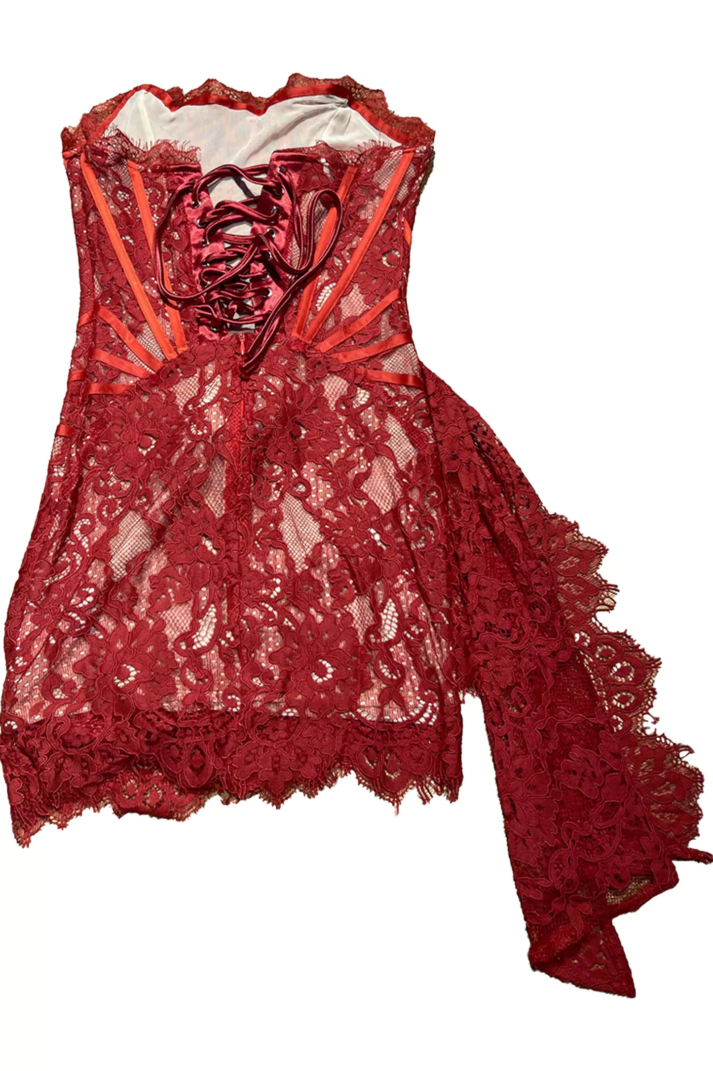 Eileen Red Lace Off Shoulder Mini Dress