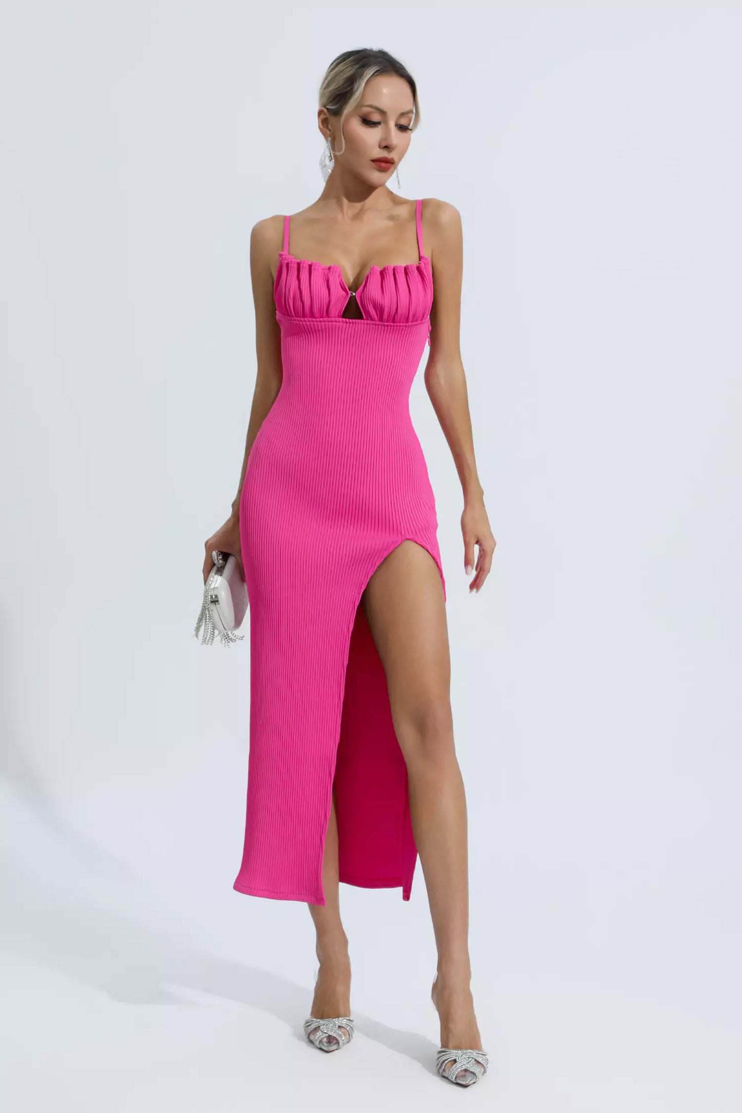 Estelle Rose Red Slip Midi Dress
