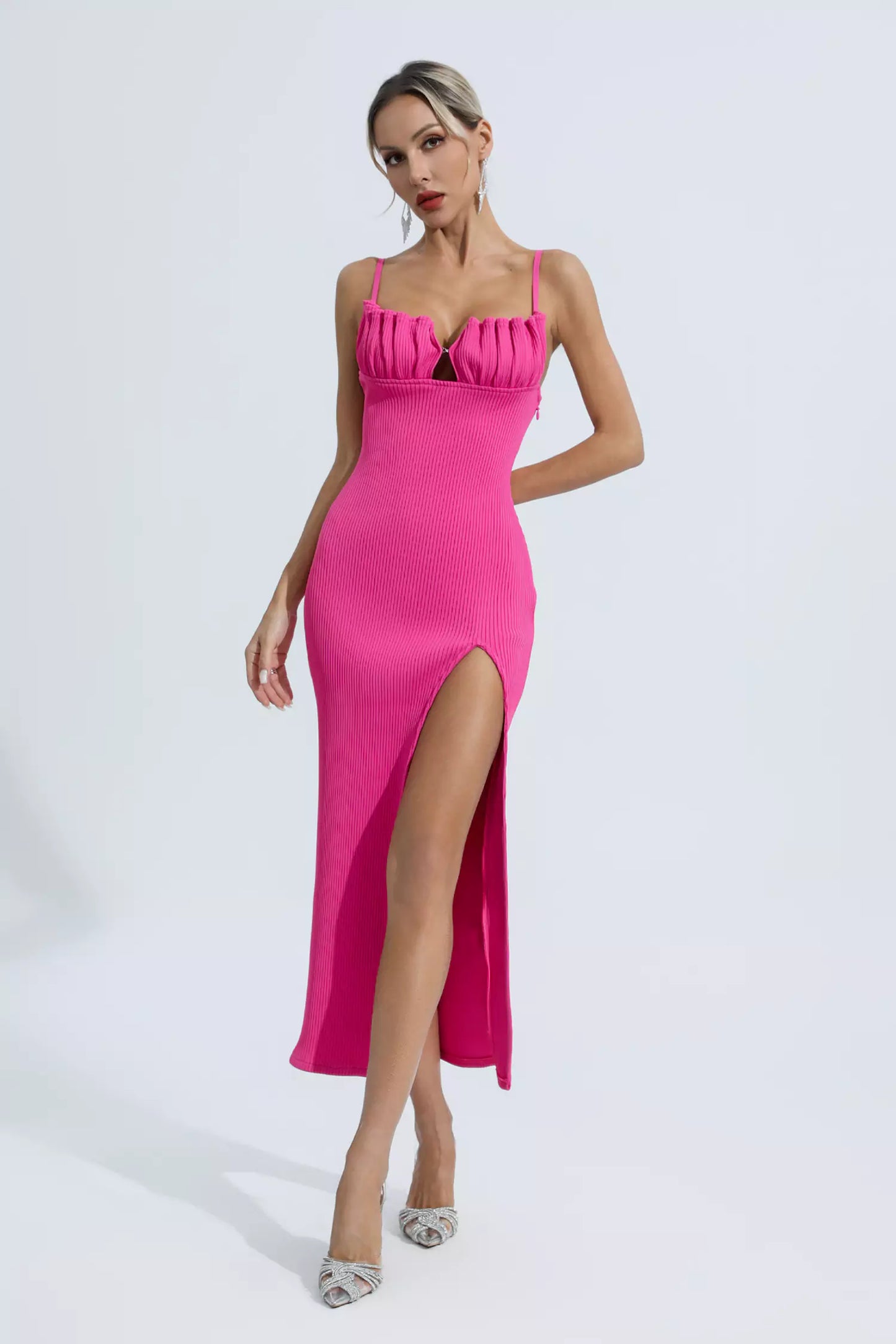 Estelle Rose Red Slip Midi Dress