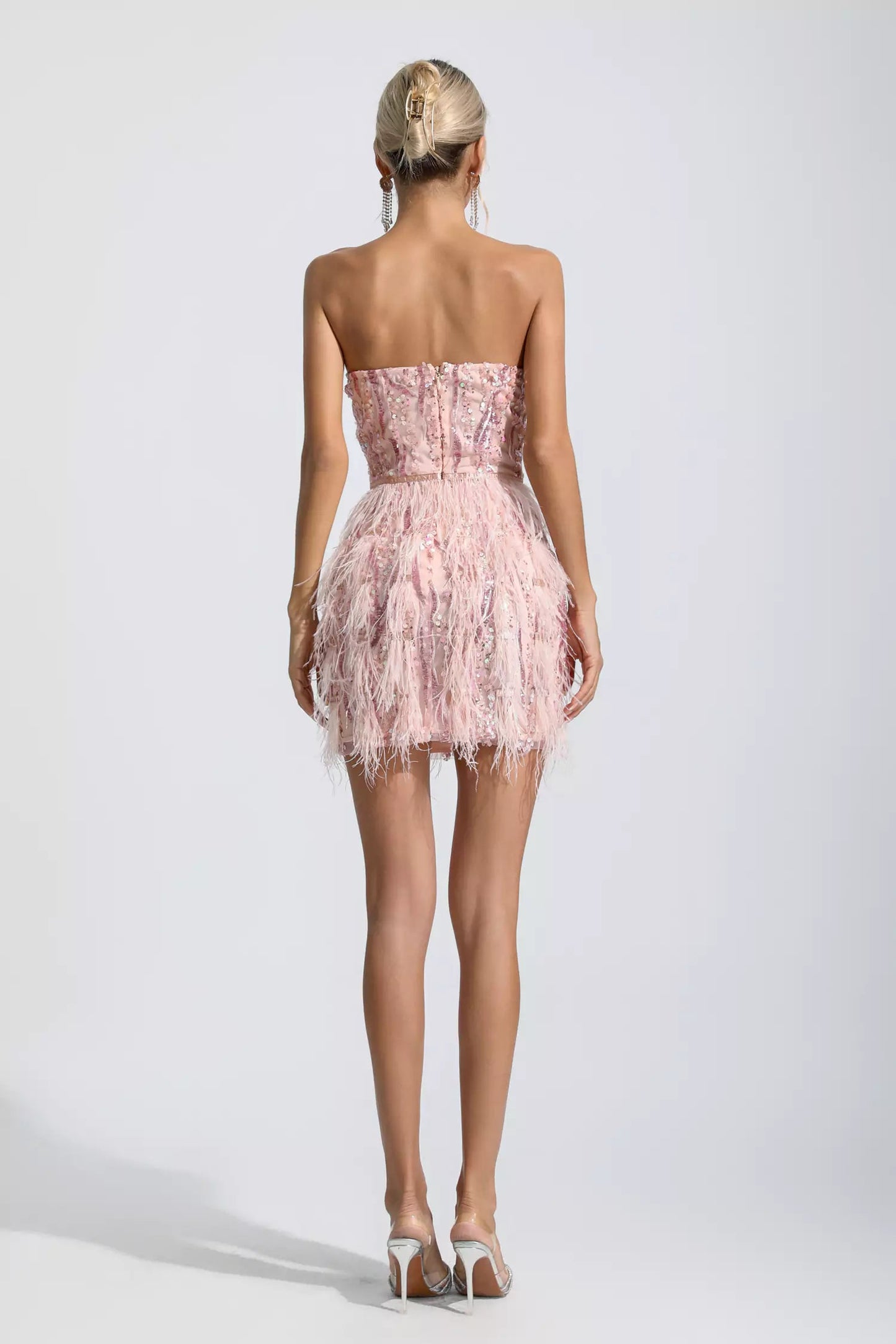 Evelyn Pink Tassel Tube Top Mini Dress