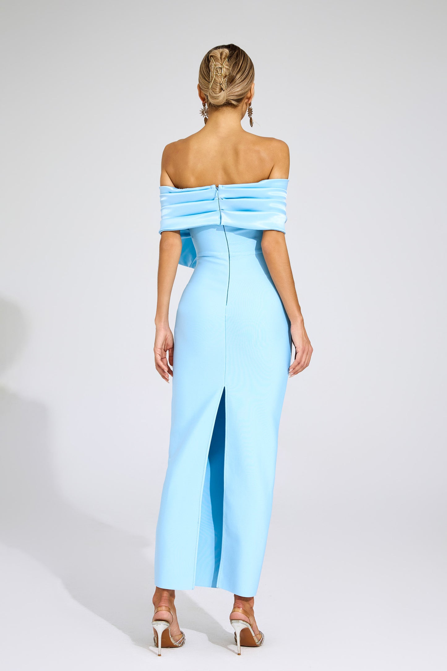 Foster Blue Bow Tie Bandage Dress