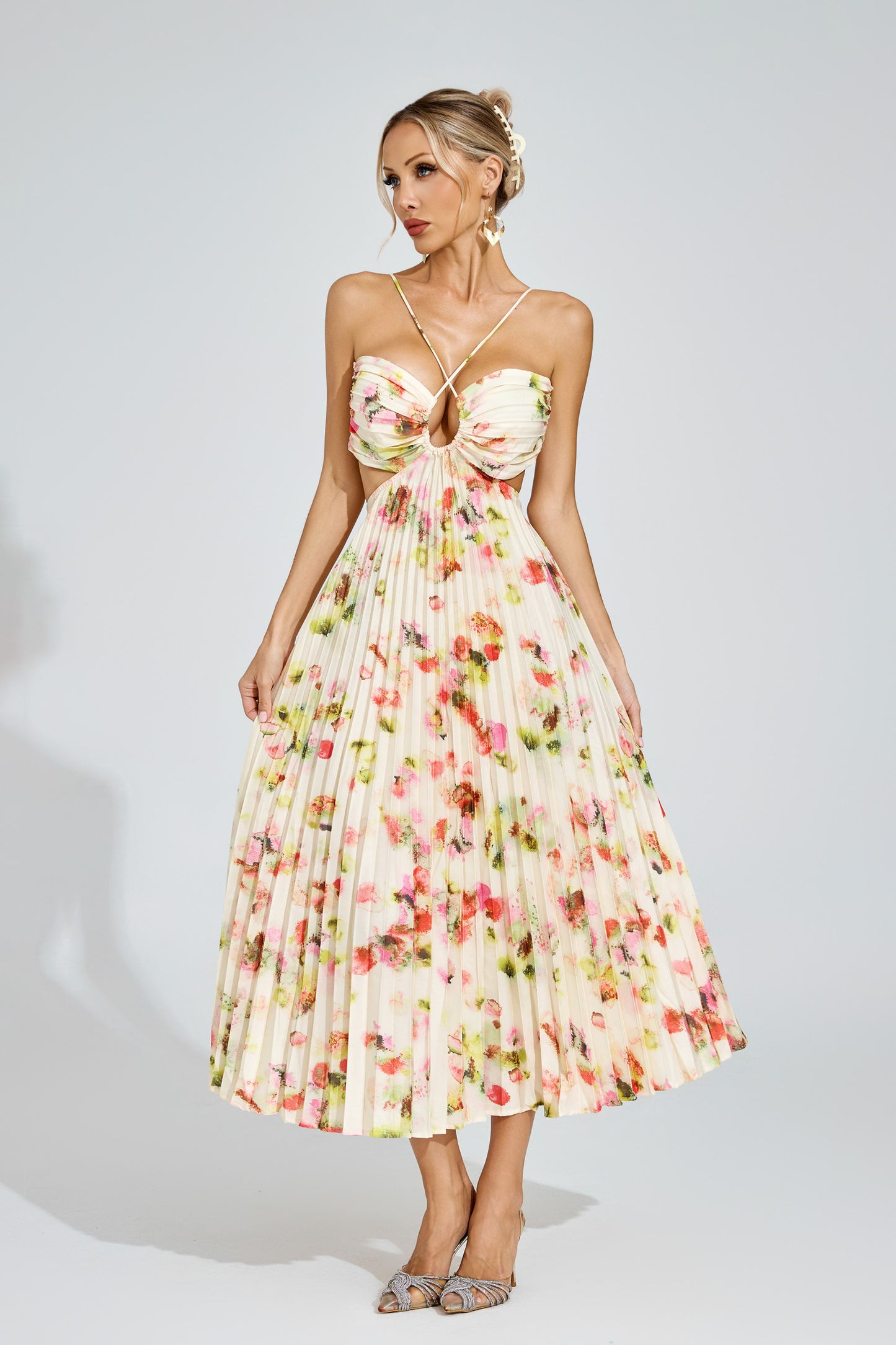 Graham Floral Pleated Maxi Dress