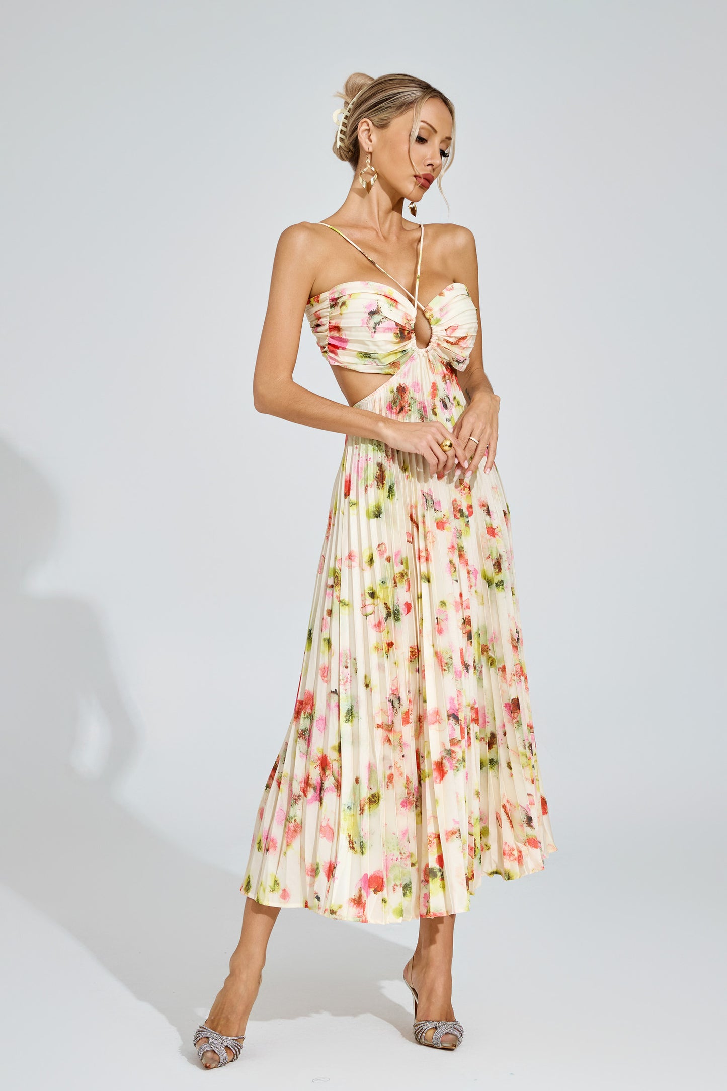 Graham Floral Pleated Maxi Dress