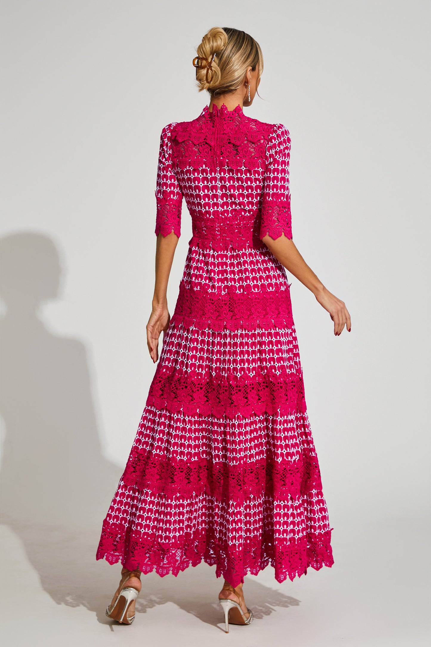 Henley Red Cut Out Long Sleeve Dress