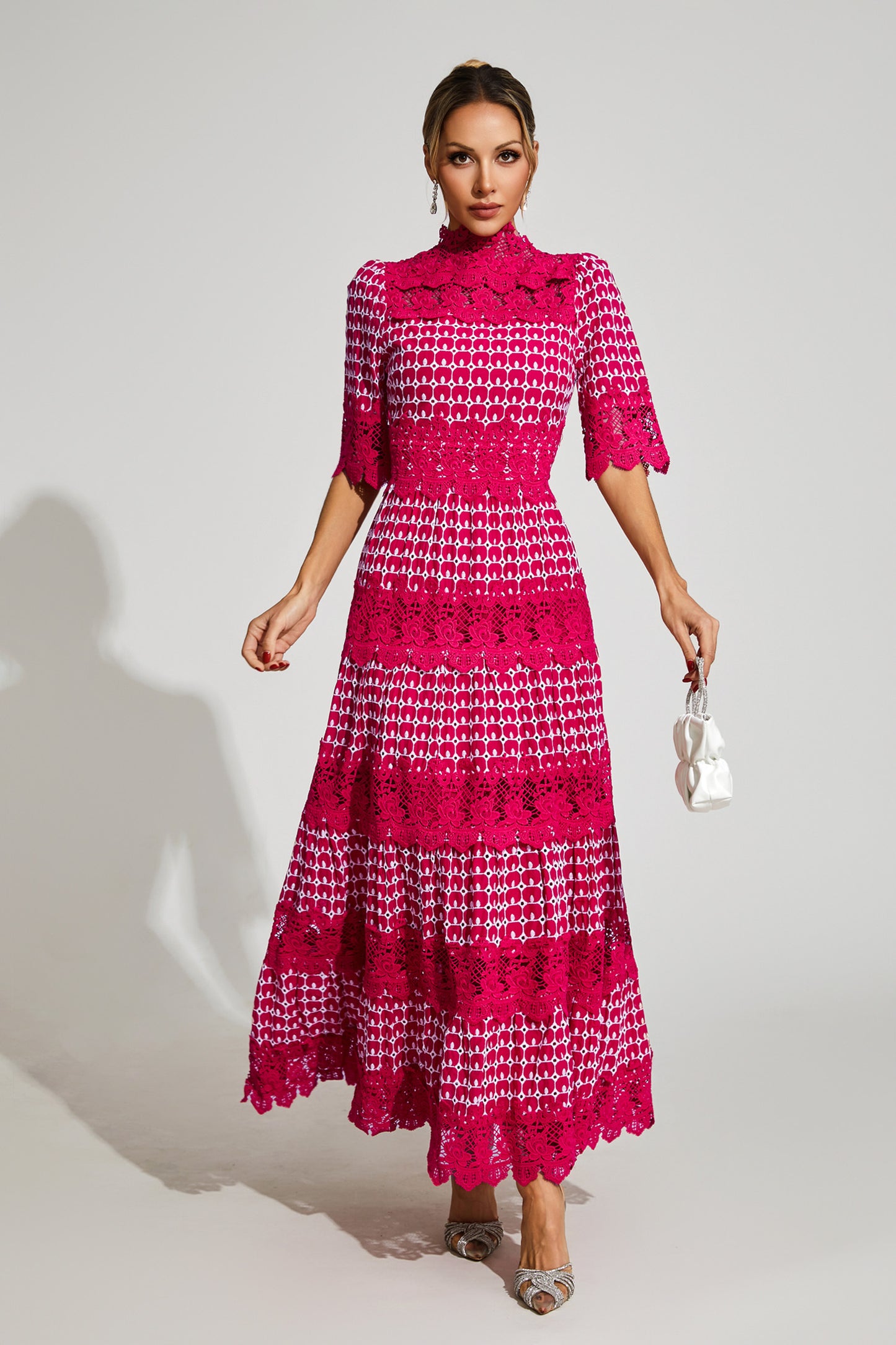 Henley Red Cut Out Long Sleeve Dress
