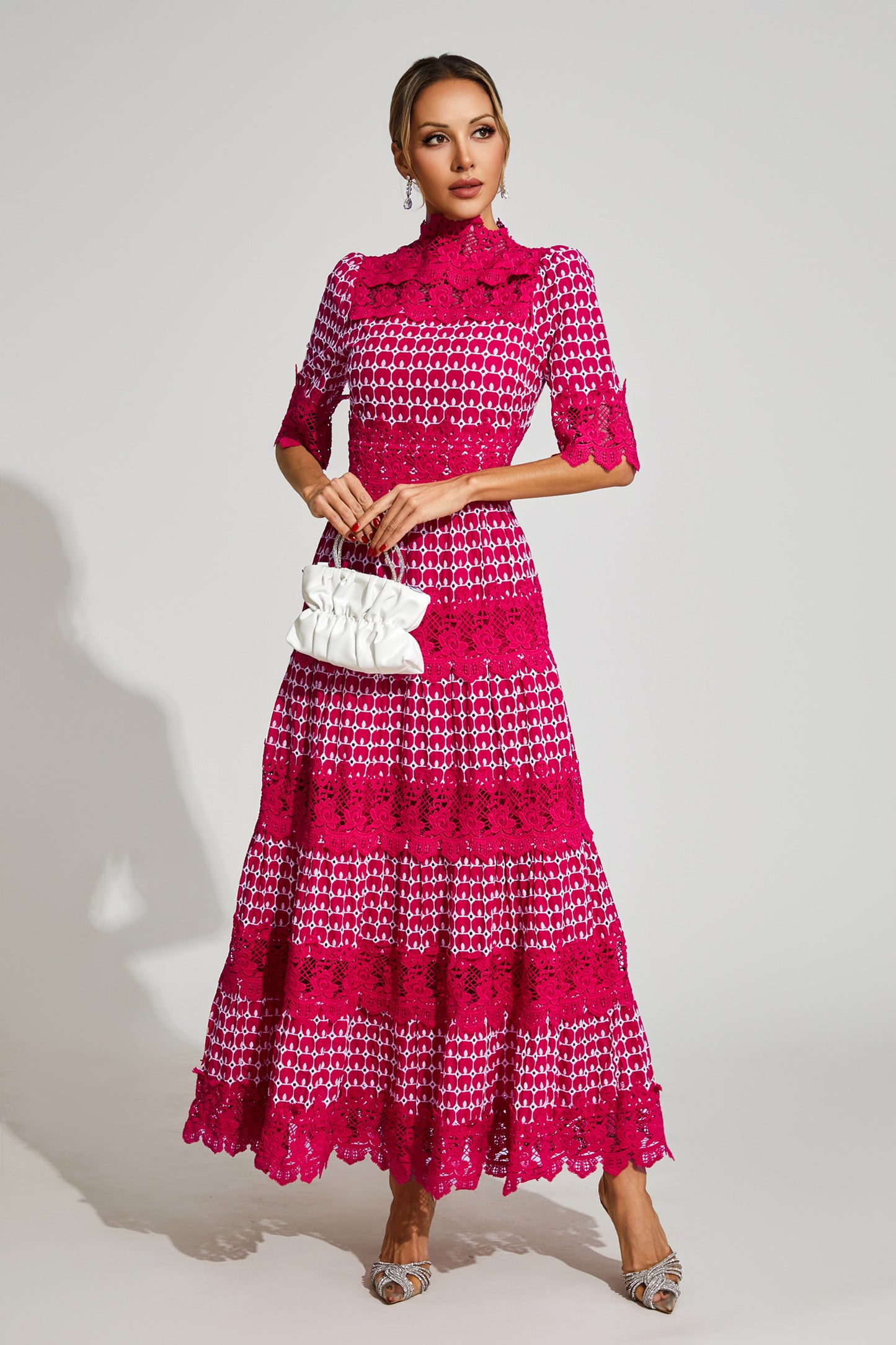 Henley Red Cut Out Long Sleeve Dress