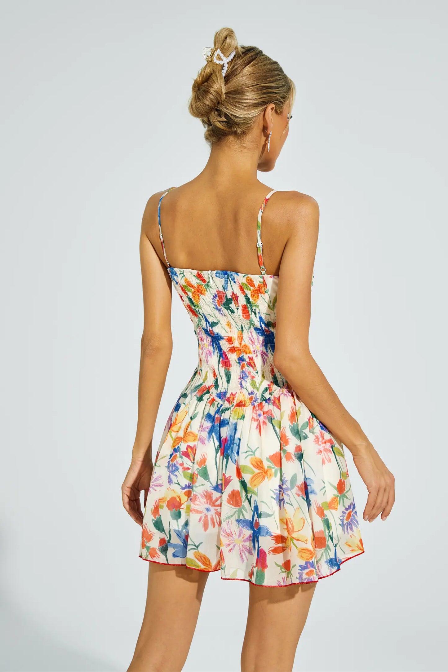 Hobson Orange Flower Mini Slip Dress