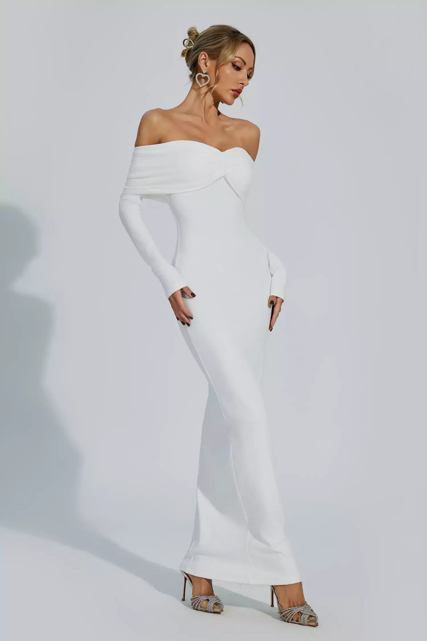 Kiana White Pleated Off-Shoulder Dress
