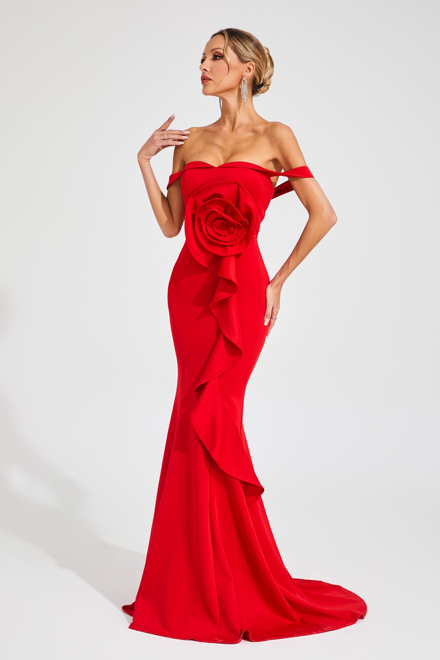 Leonard Red Rose Bandage Dress