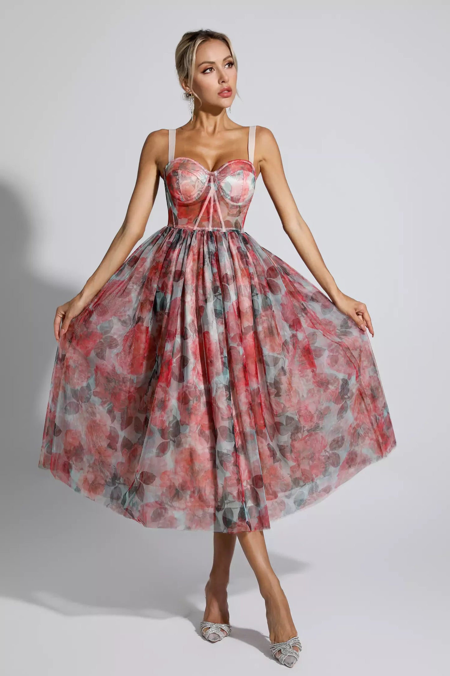 Lyric Red Floral Midi Dress