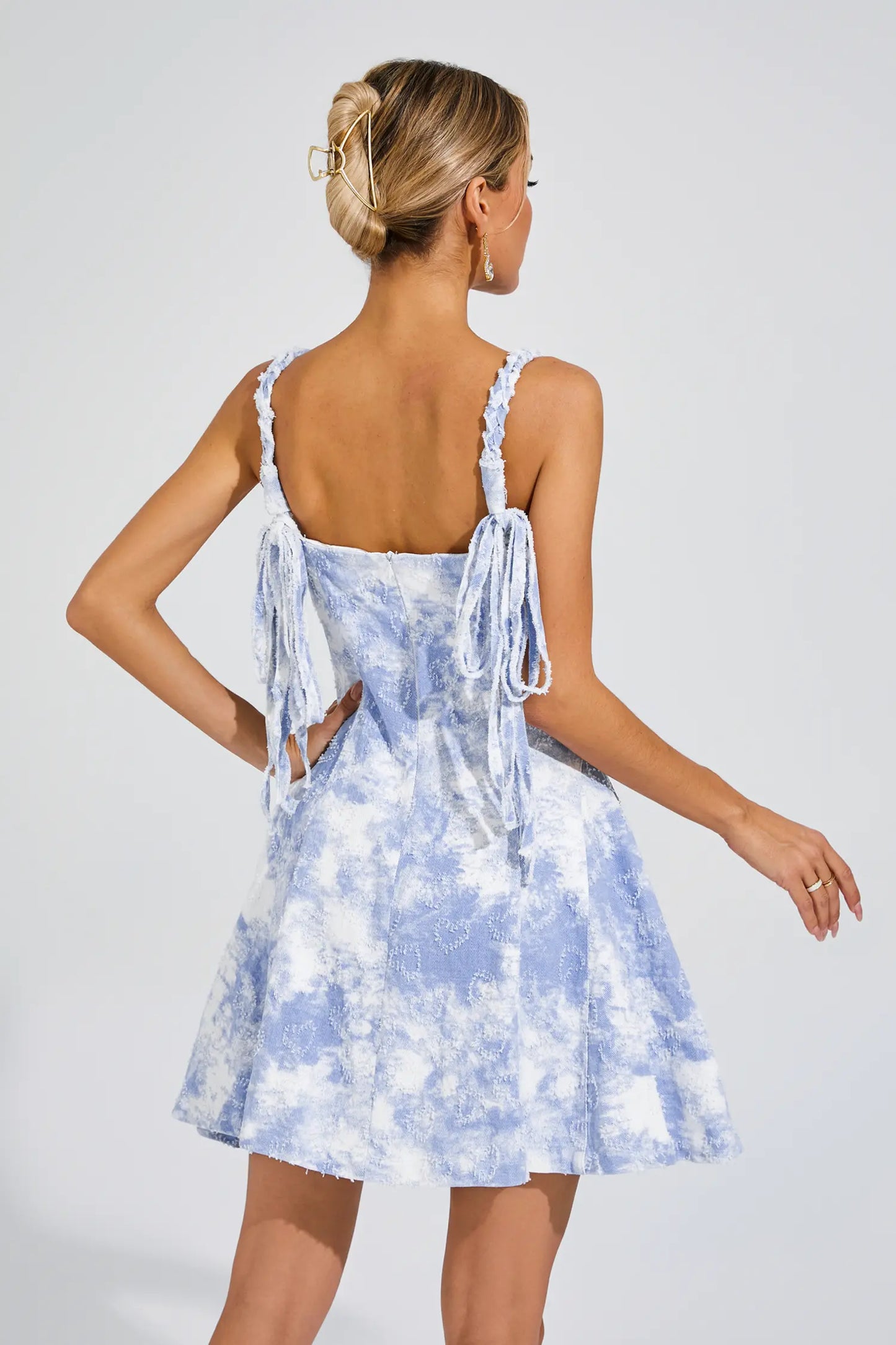 Macaulay Blue Pearls Mini Slip Dress