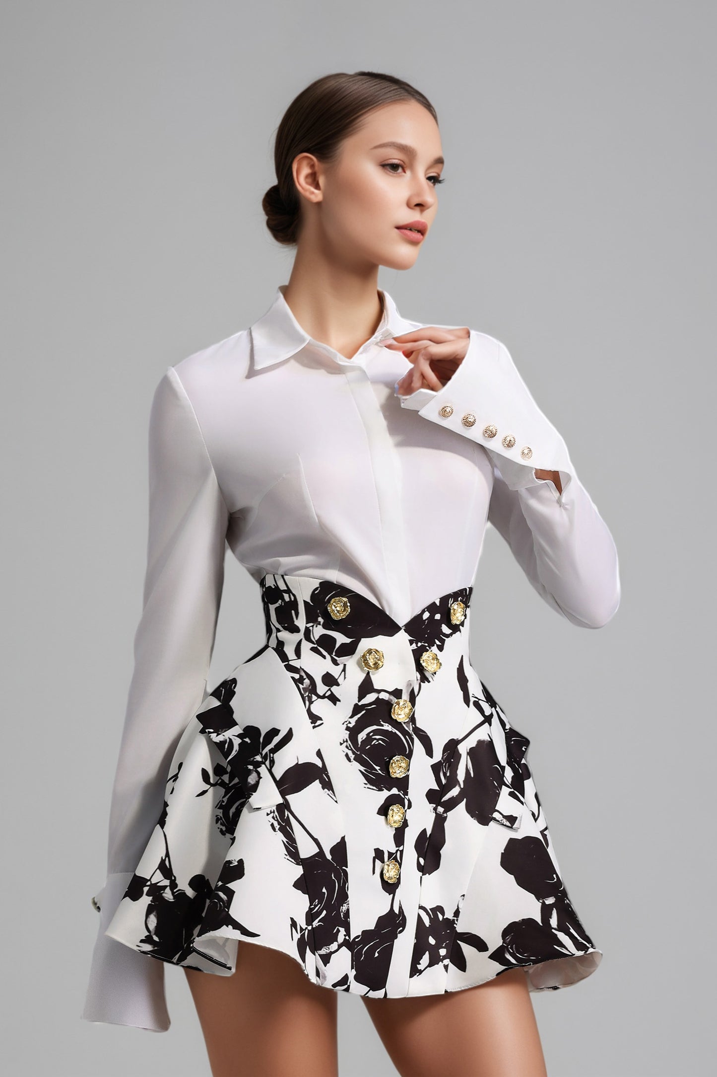 Nathaniei Black Flower Printed Set