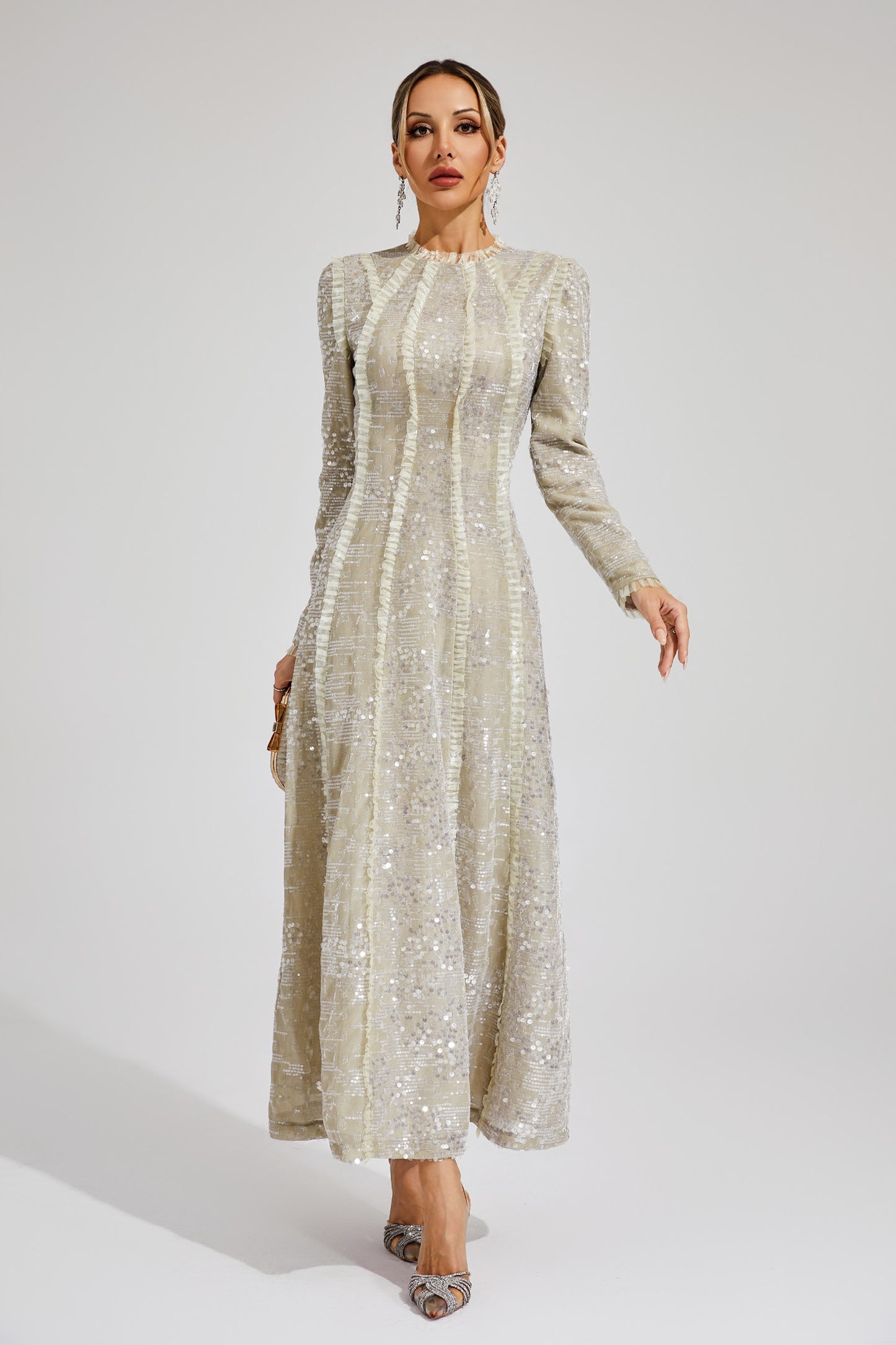 Odelette Apricot Sequin Maxi Dress