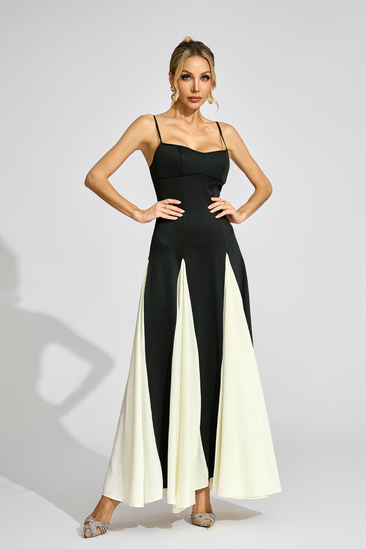 Raymond Black White Contrast Slip Dress