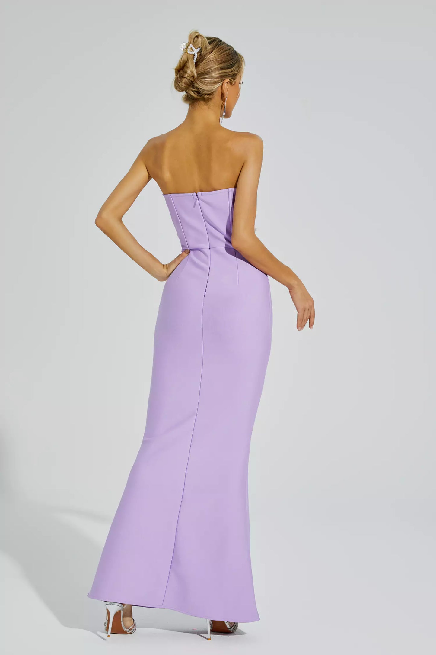 Rebekah Purple Beaded Bandage Dress